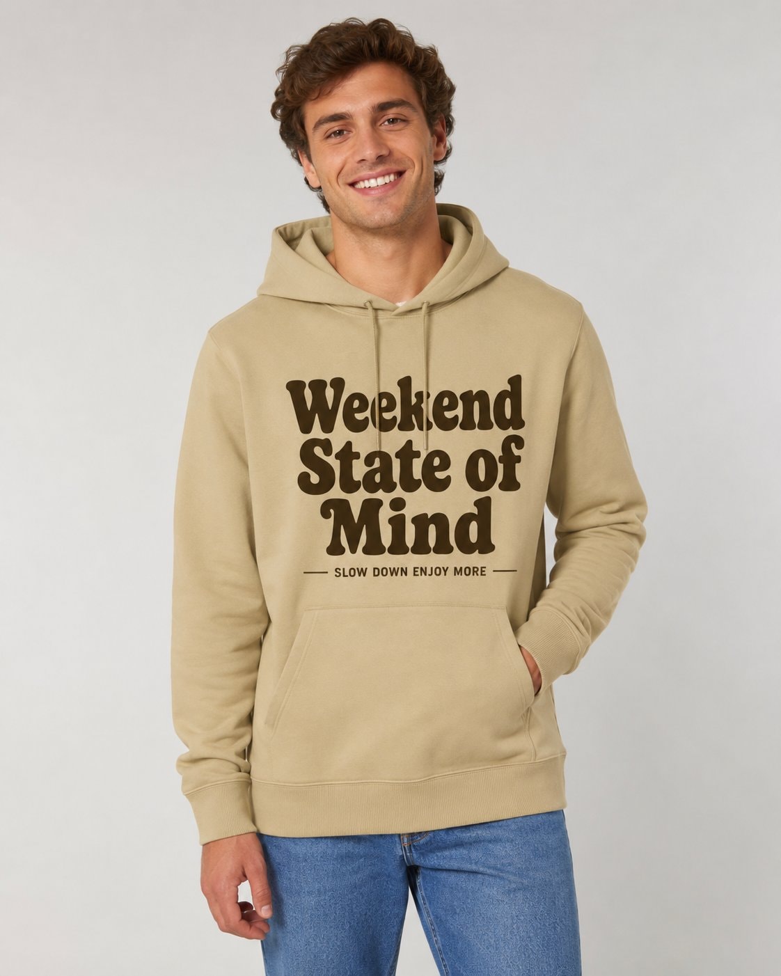 Weekend State of Mind Hoodie-Sand-4