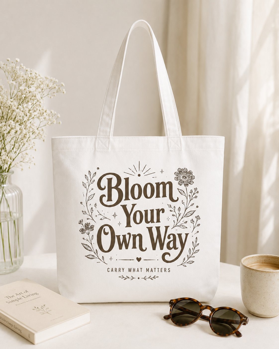 Bloom Your Own Way Tote Bag-White-3