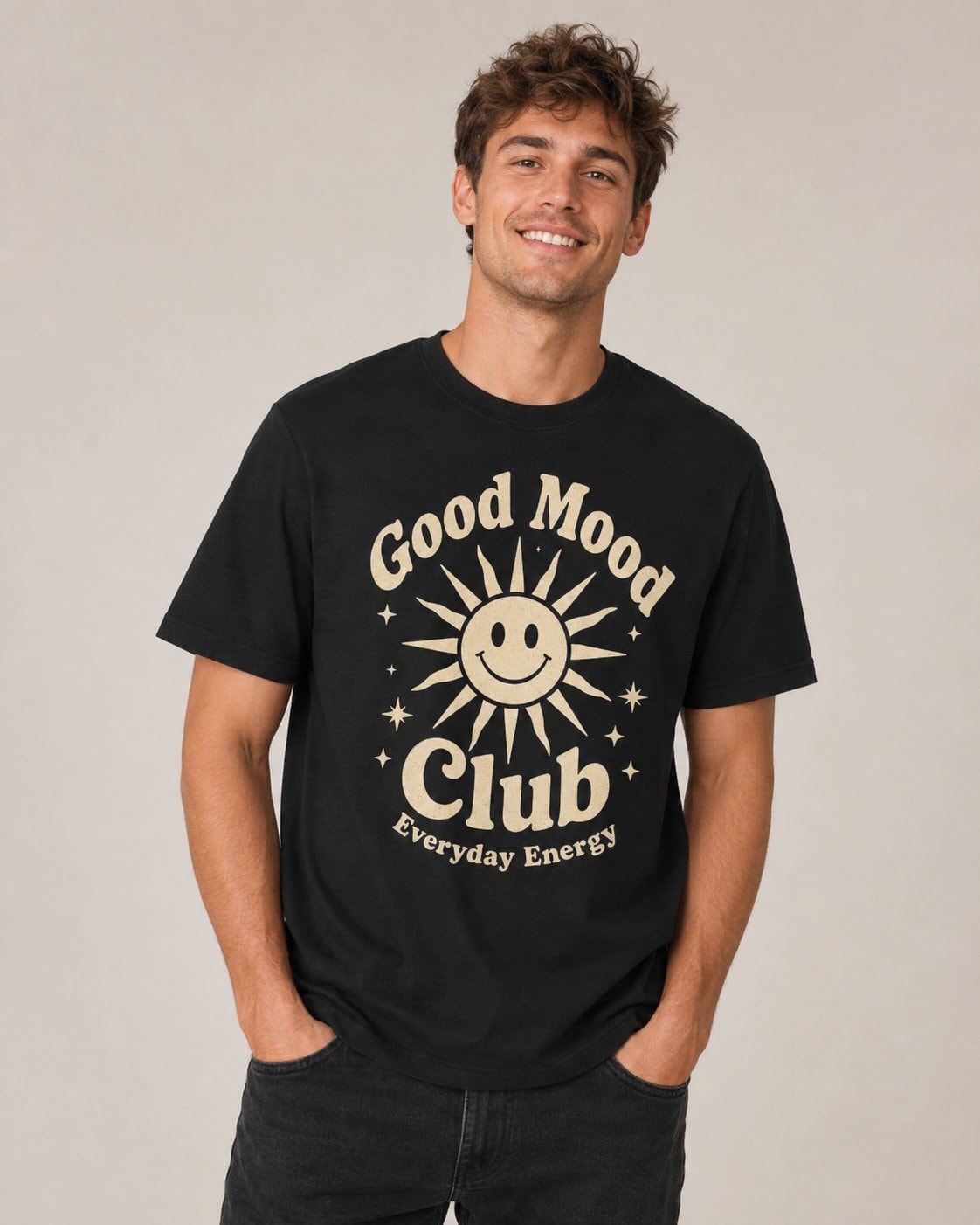 Good Mood Club Graphic T-Shirt-Black-4