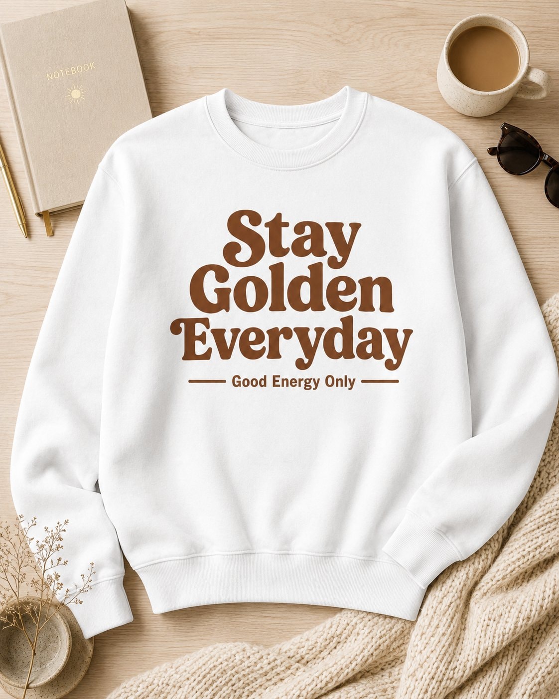 Stay Golden Everyday Sweatshirt-White-3