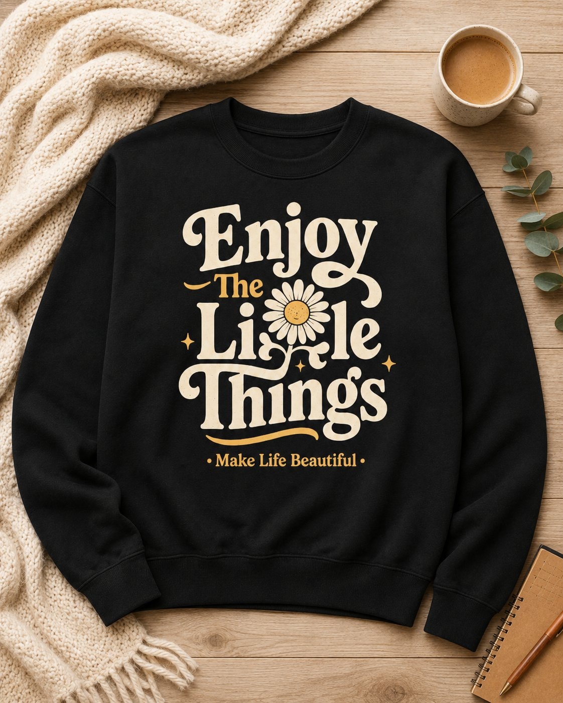Enjoy The Little Things Sweatshirt-Black-3
