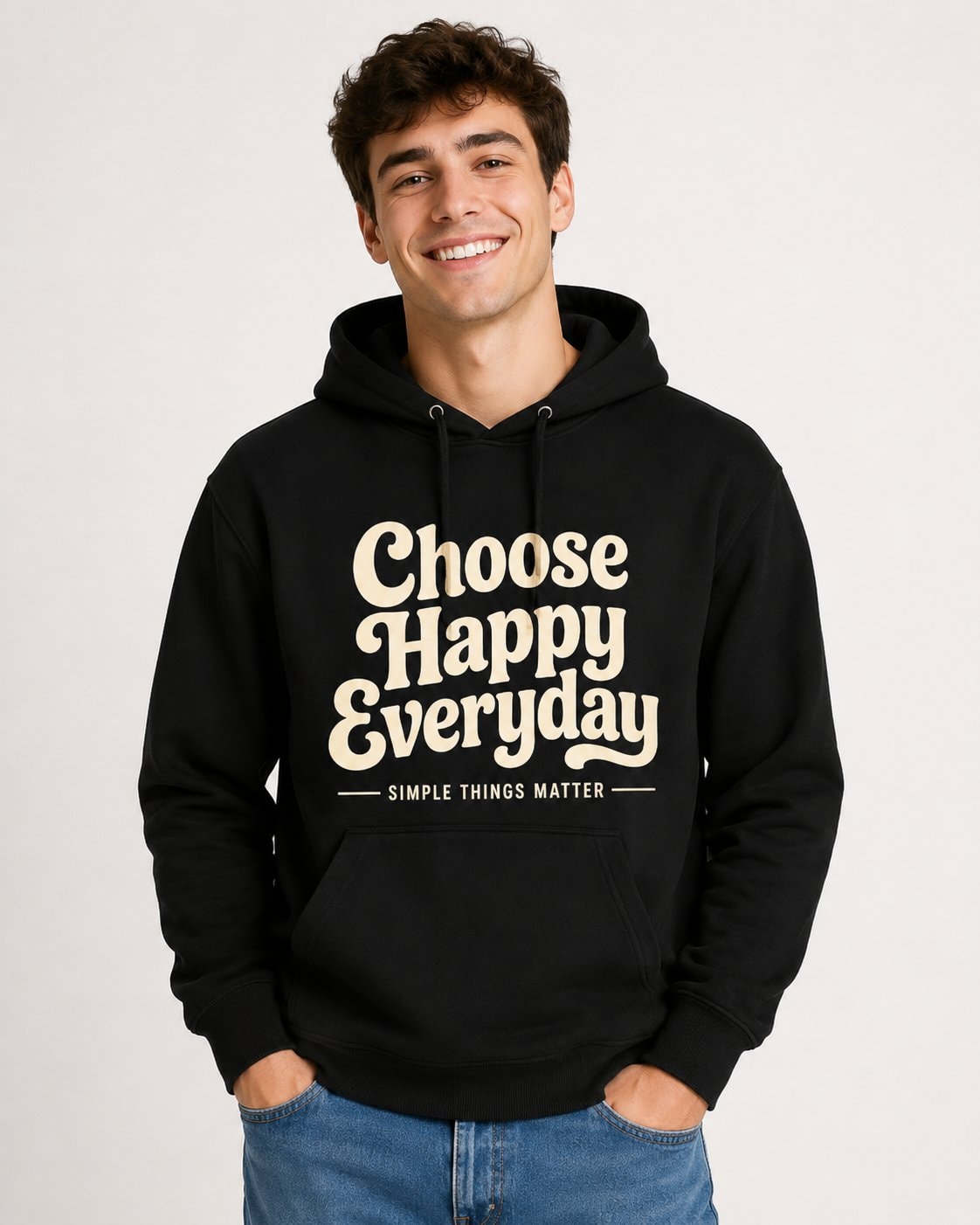 Choose Happy Everyday Hoodie-Black-4