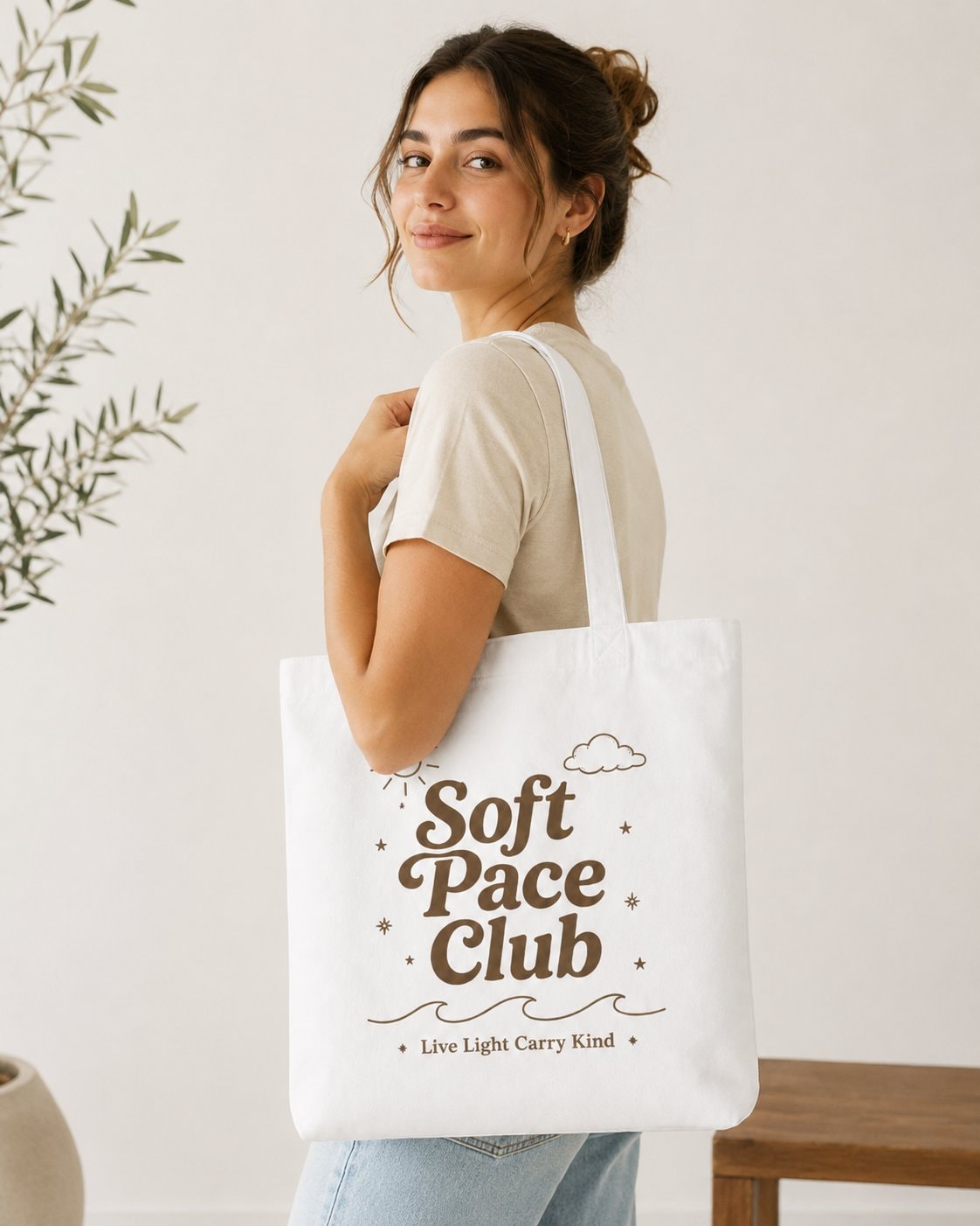 Soft Pace Everyday Tote Bag-White-4