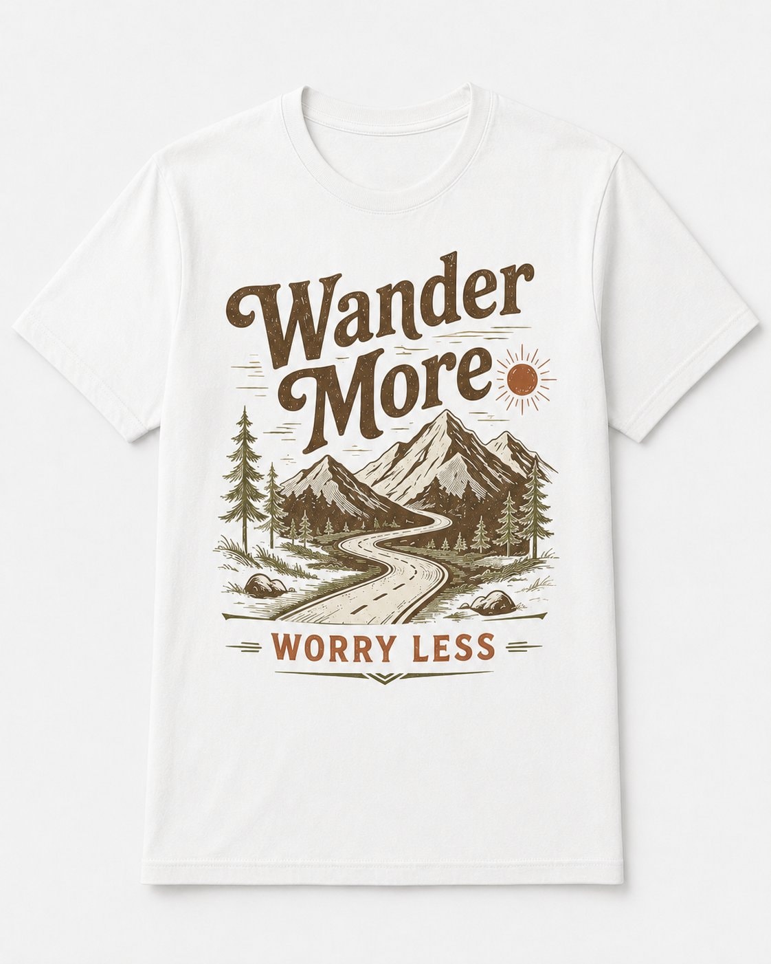 Wander More Worry Less Graphic T-Shirt-White-1