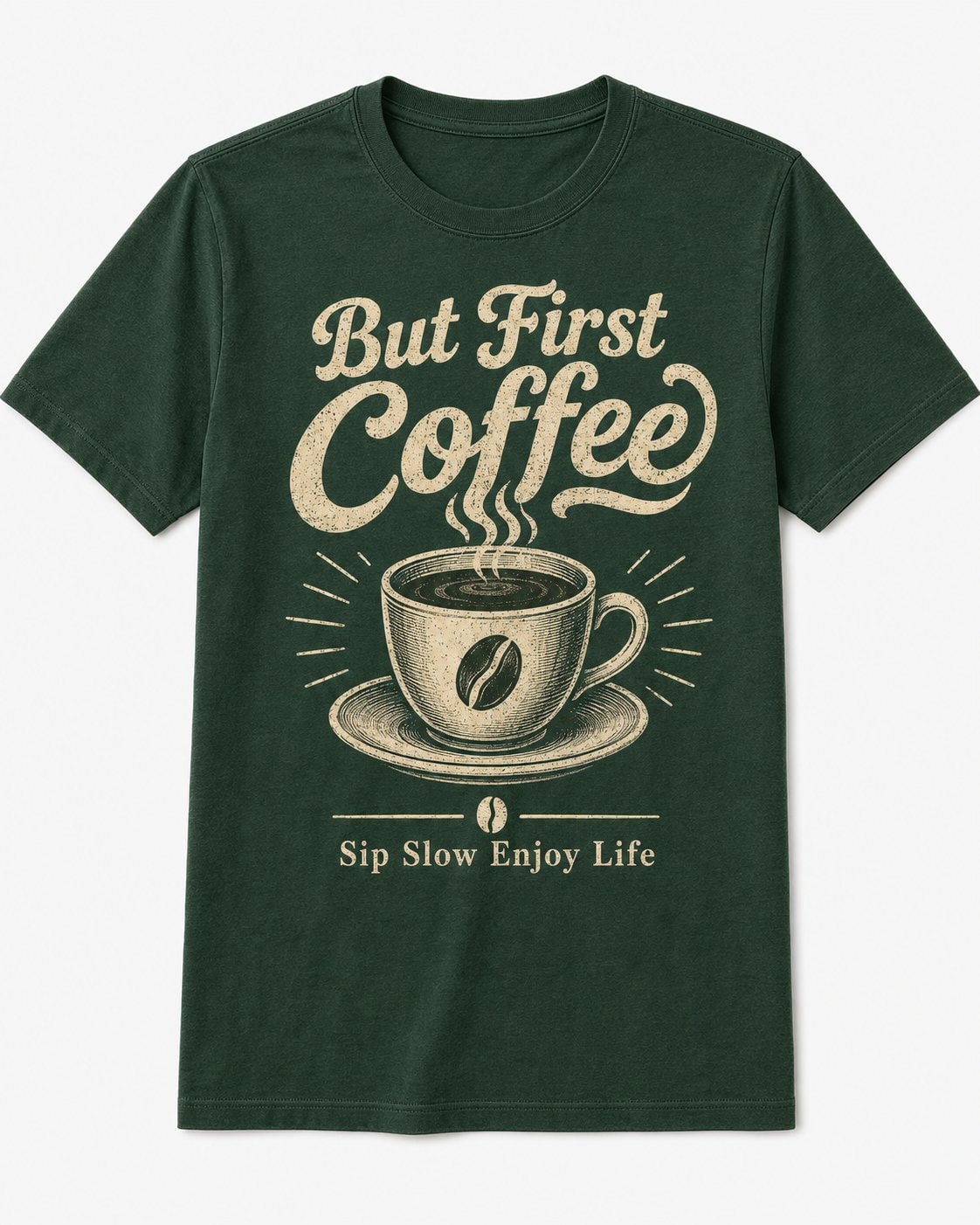 But First Coffee Graphic T-Shirt-Forest Green-1