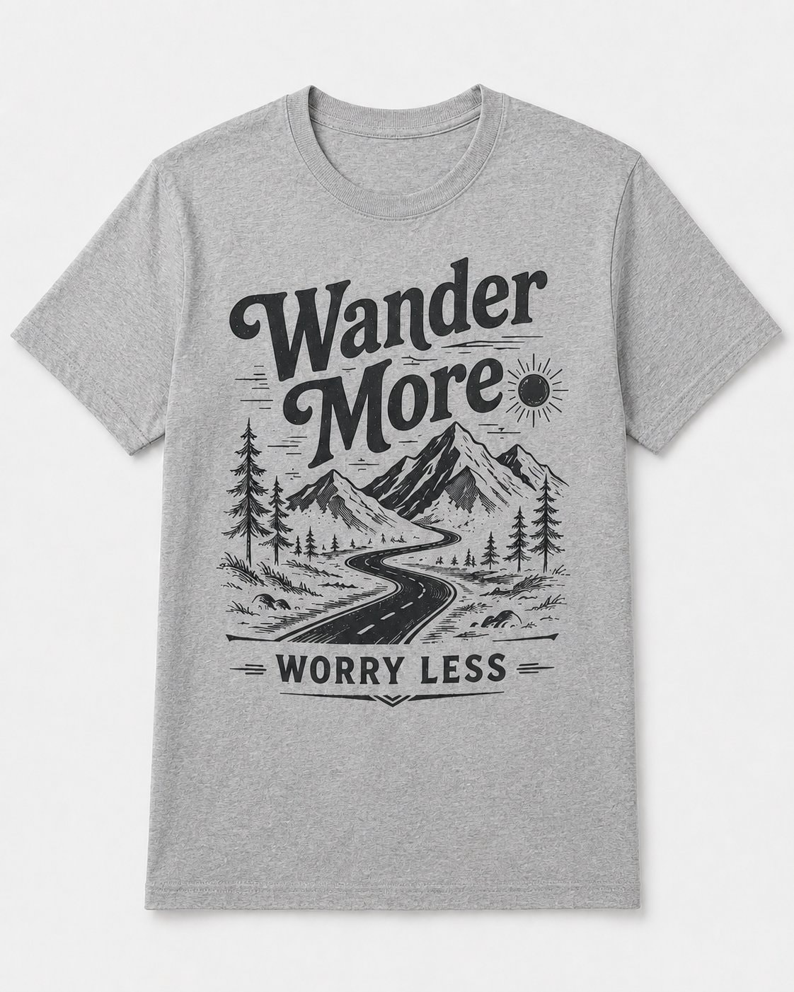 Wander More Worry Less Graphic T-Shirt-Sport Grey-1