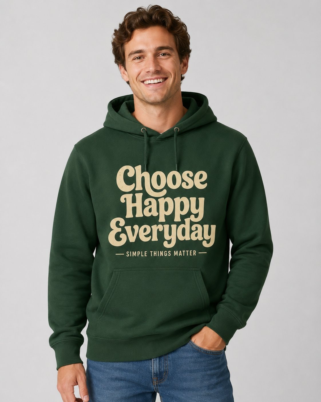 Choose Happy Everyday Hoodie-Forest Green-4