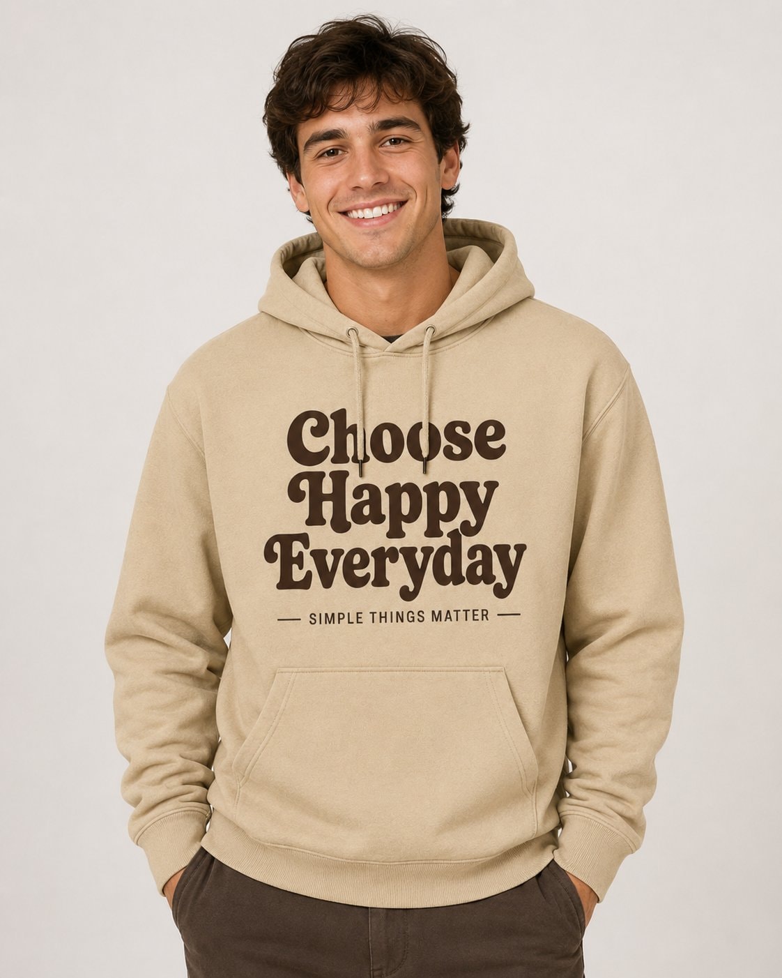 Choose Happy Everyday Hoodie-Sand-4