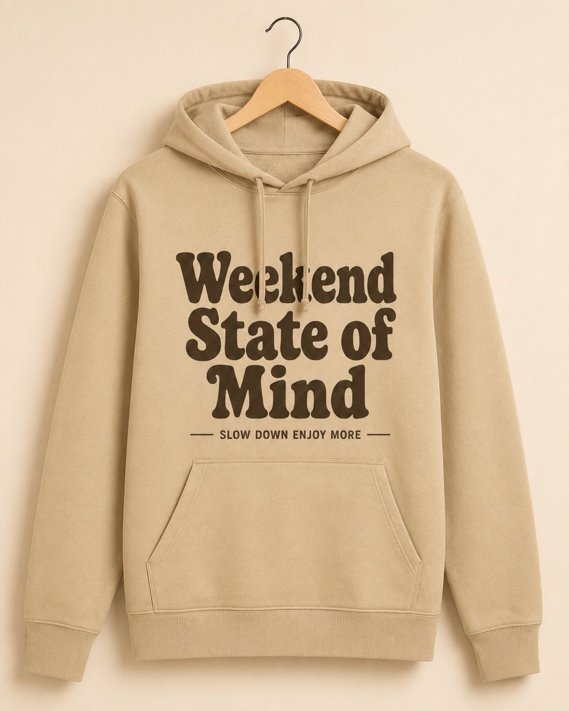 Weekend State of Mind Hoodie-Sand-2