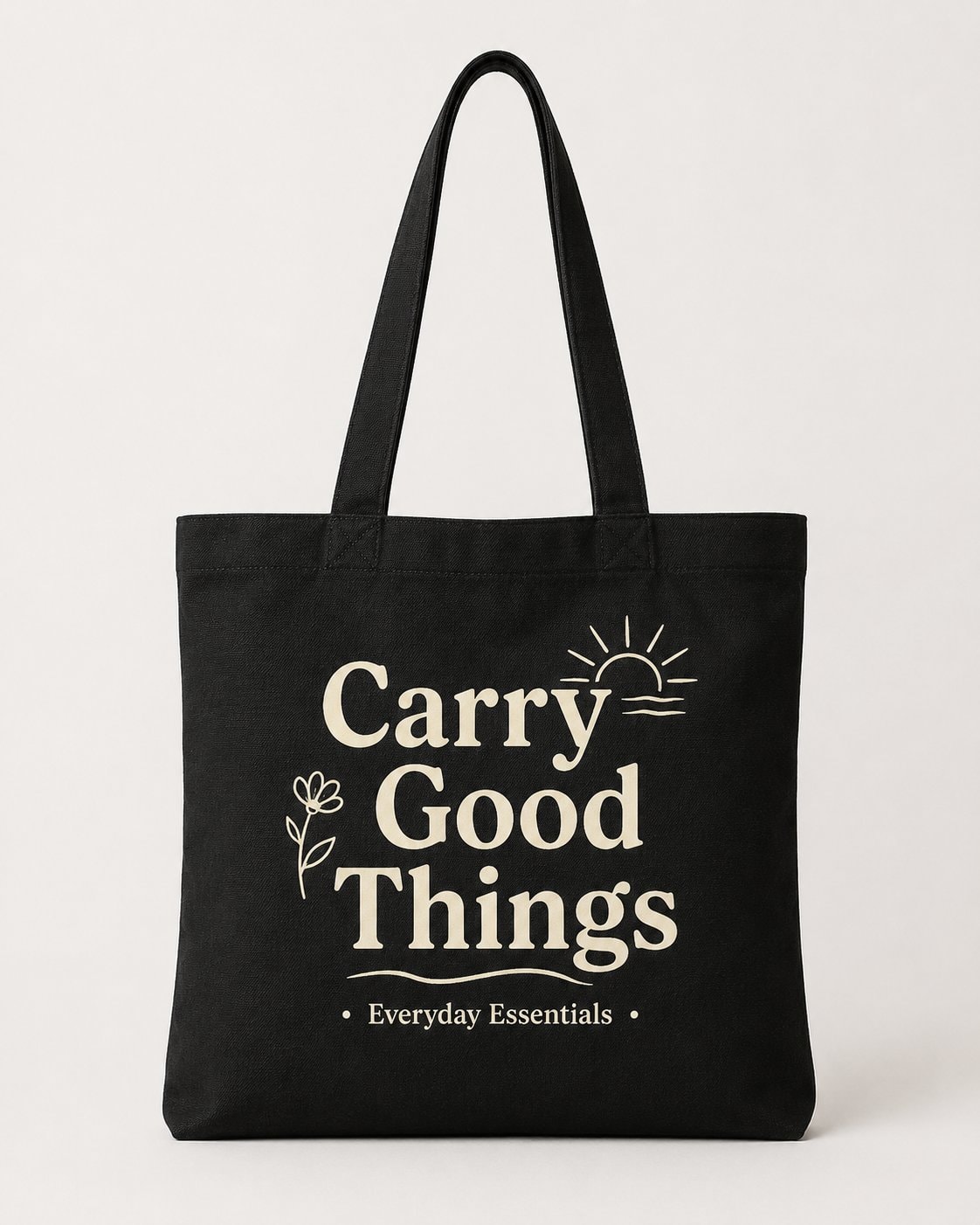 Carry Good Things Tote Bag-Black-1