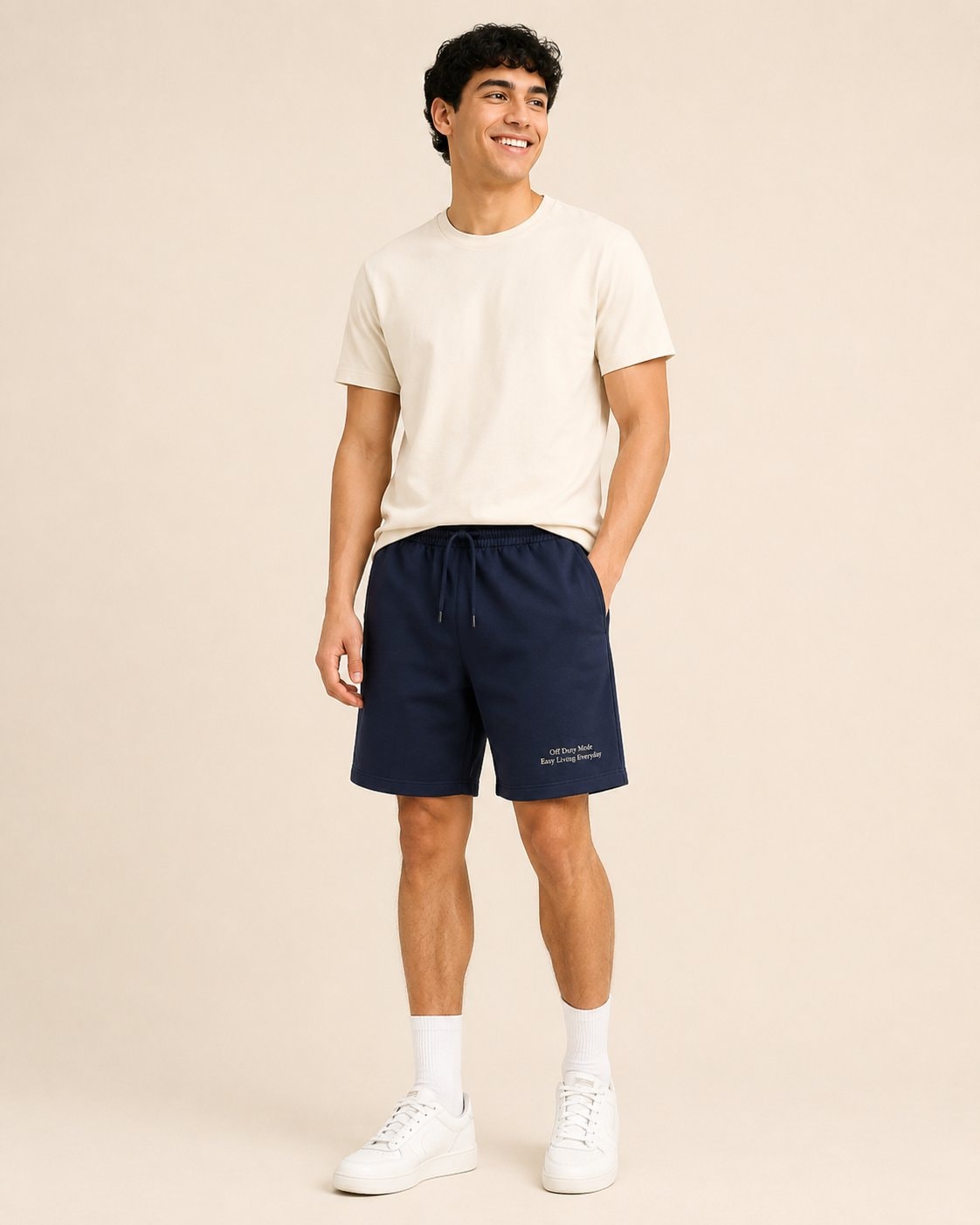 Off Duty Comfort Half Pants-Navy-4