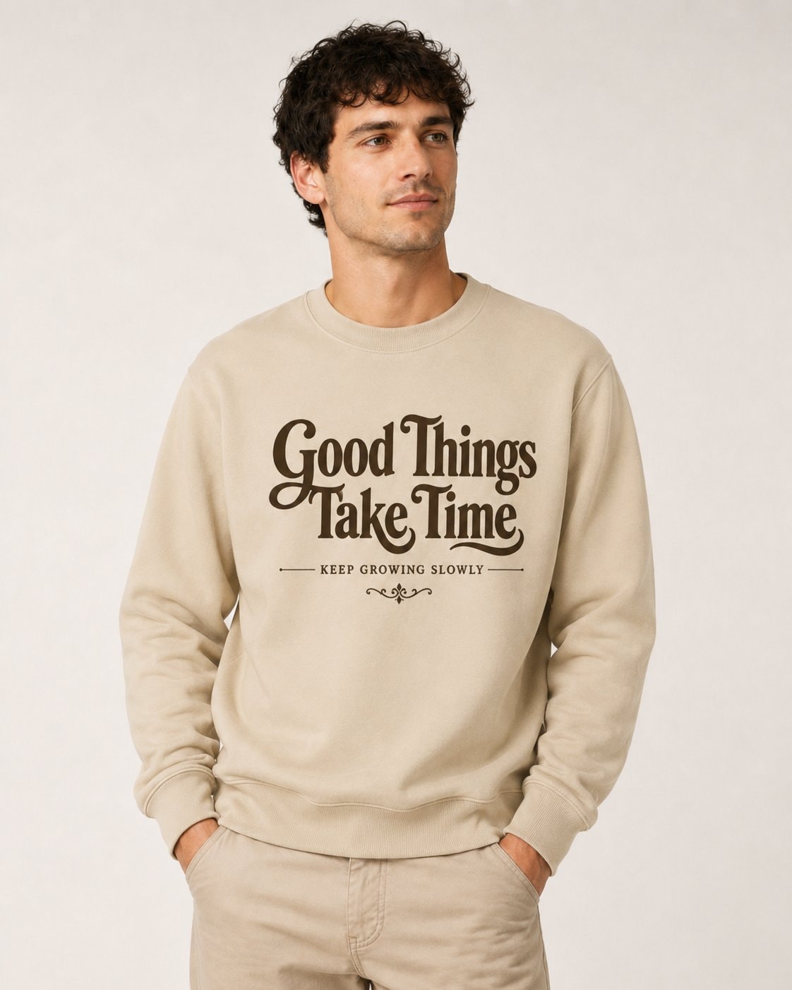 Good Things Take Time Sweatshirt-Sand-4