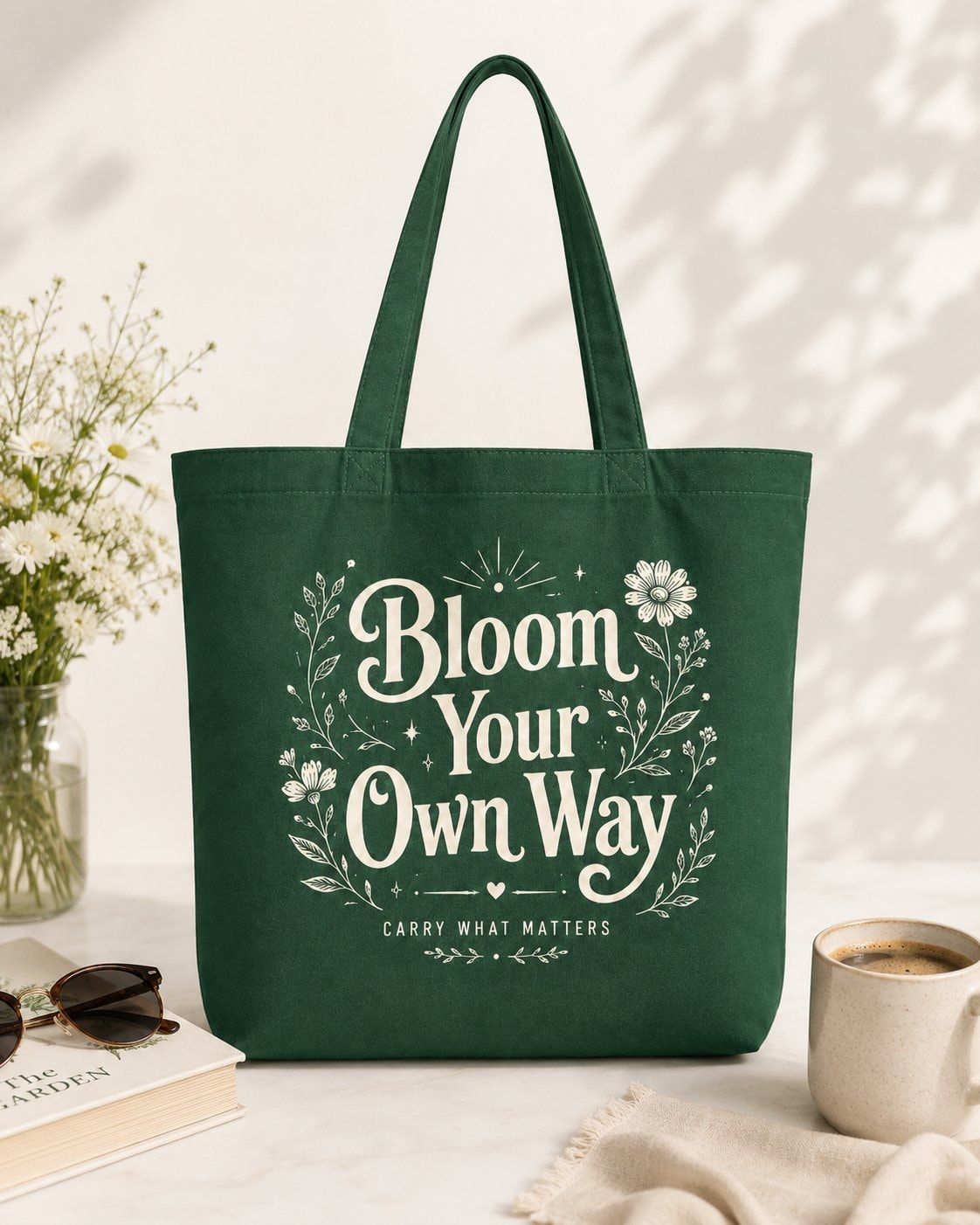 Bloom Your Own Way Tote Bag-Forest Green-3