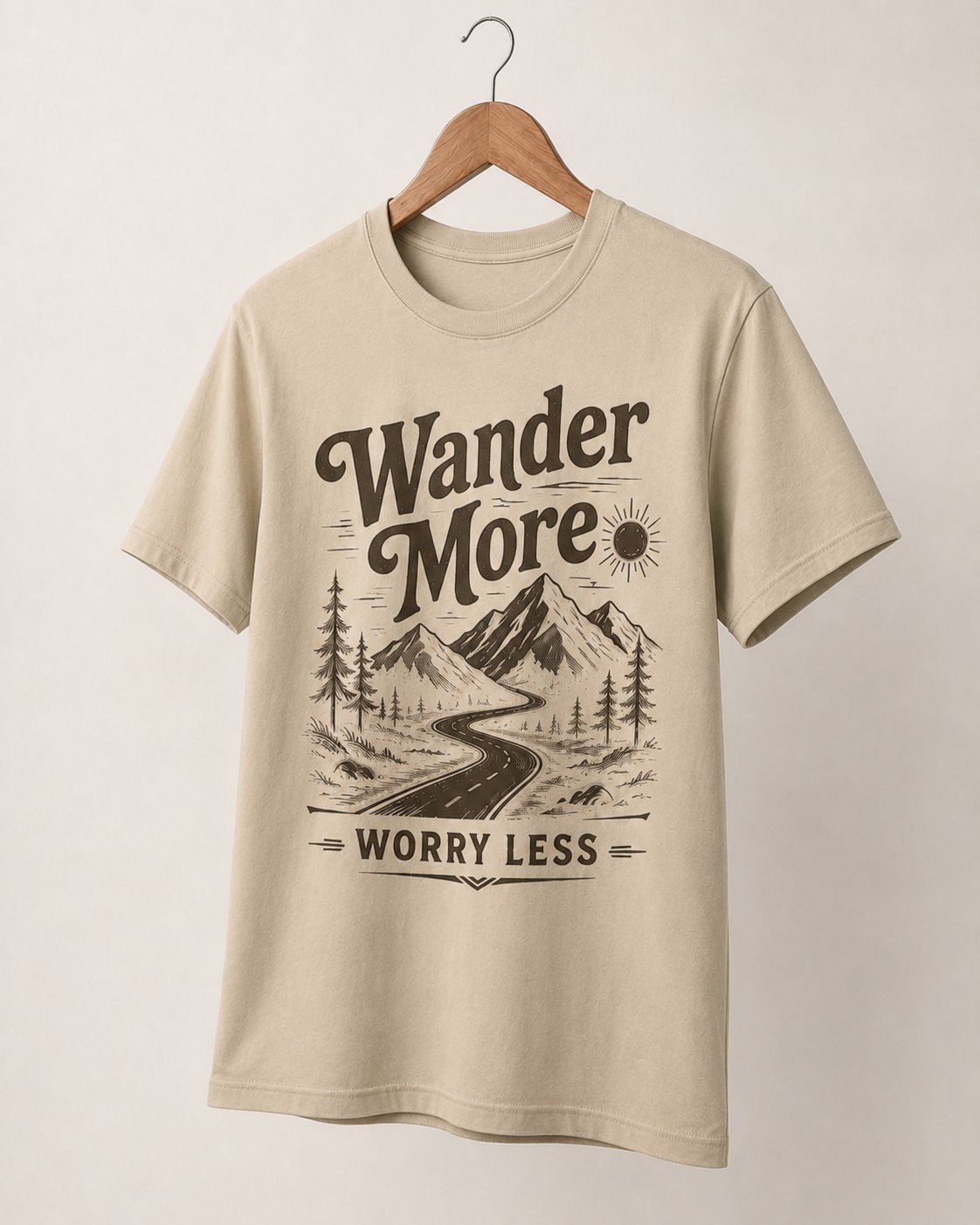 Wander More Worry Less Graphic T-Shirt-Sand-2