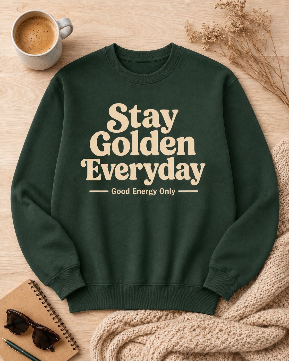 Stay Golden Everyday Sweatshirt-Forest Green-3
