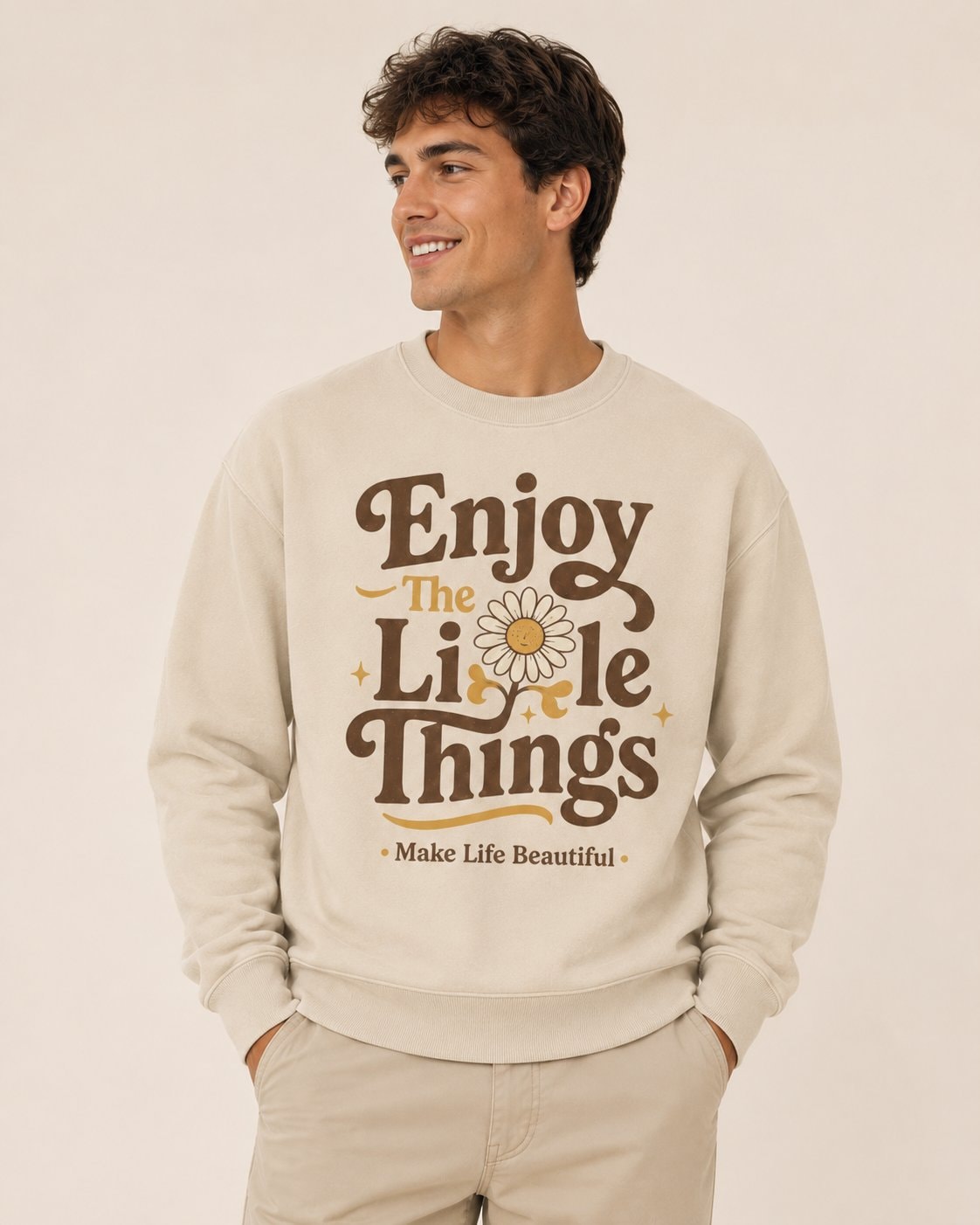 Enjoy The Little Things Sweatshirt-Sand-4