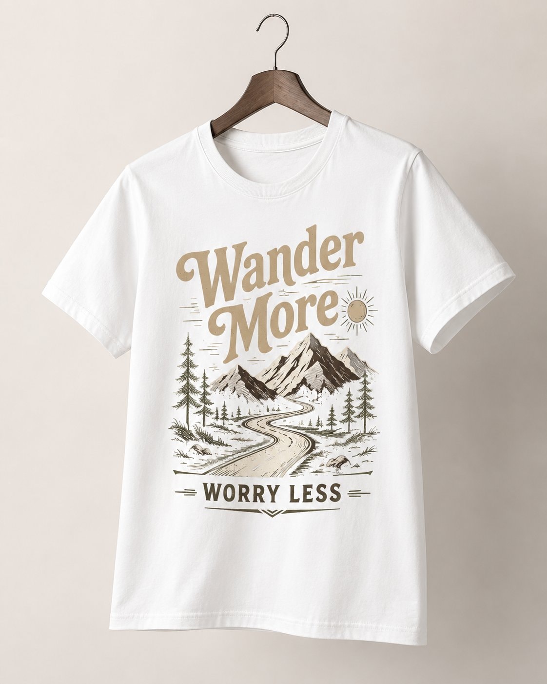 Wander More Worry Less Graphic T-Shirt-White-3