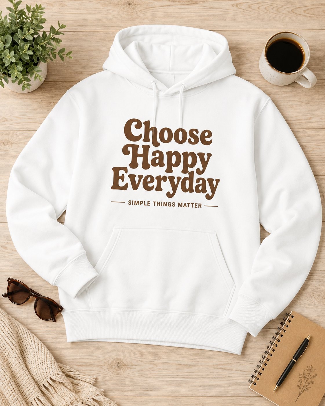 Choose Happy Everyday Hoodie-White-3