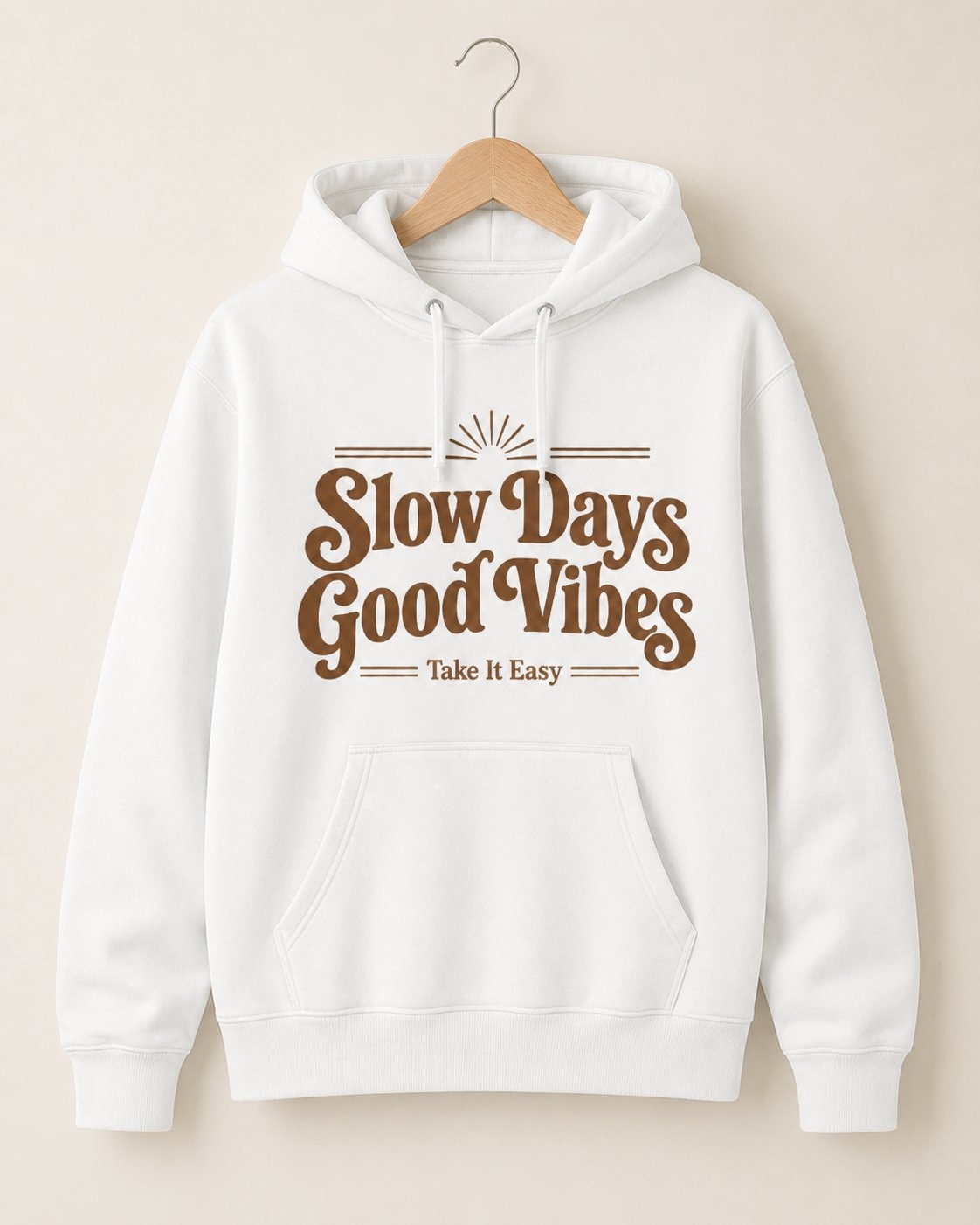 Slow Days Good Vibes Hoodie-White-2