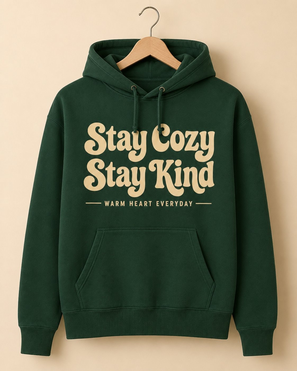 Stay Cozy Stay Kind Hoodie-Forest Green-2