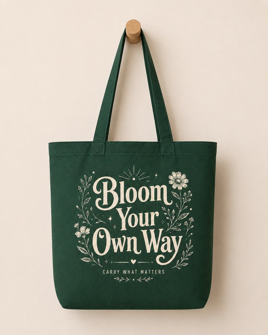 Bloom Your Own Way Tote Bag-Forest Green-2