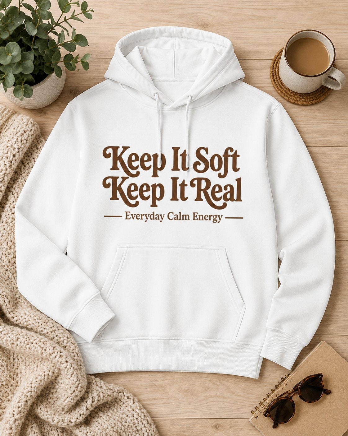 Keep It Soft Keep It Real Hoodie-White-3