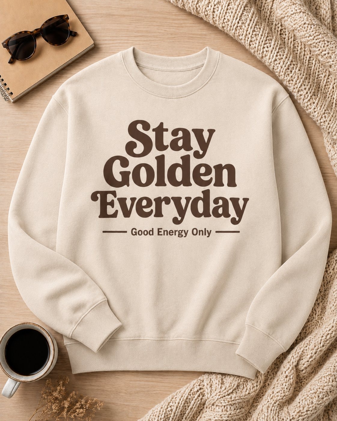 Stay Golden Everyday Sweatshirt-Sand-3