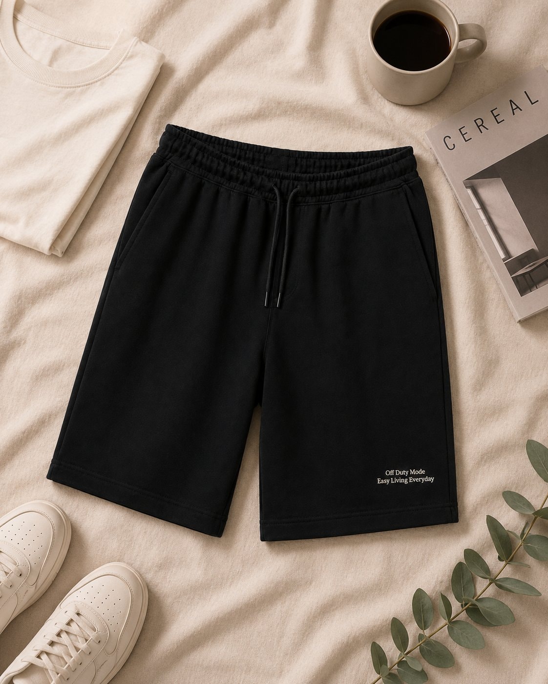 Off Duty Comfort Half Pants-Black-3
