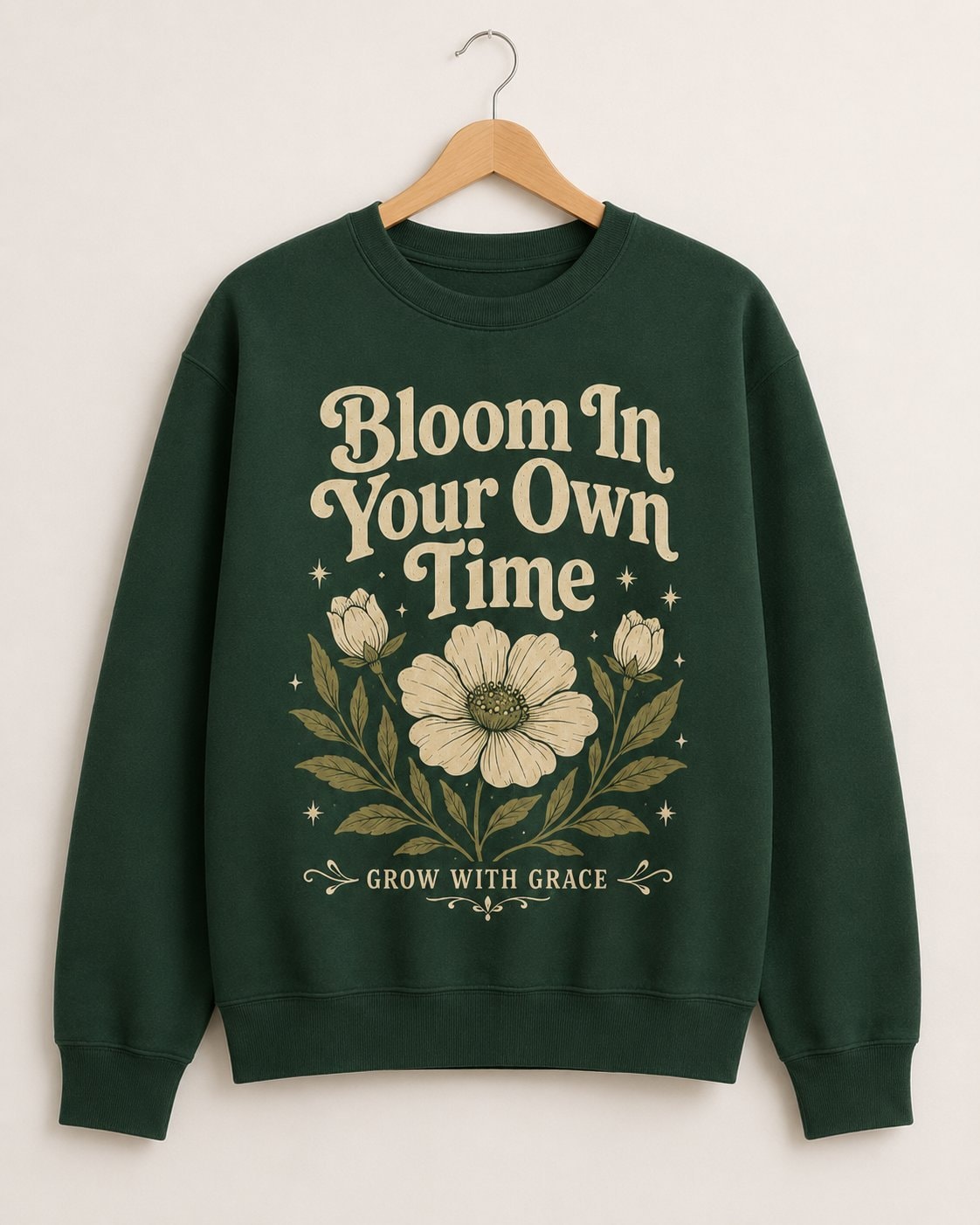 Bloom In Your Own Time Sweatshirt-Forest Green-2
