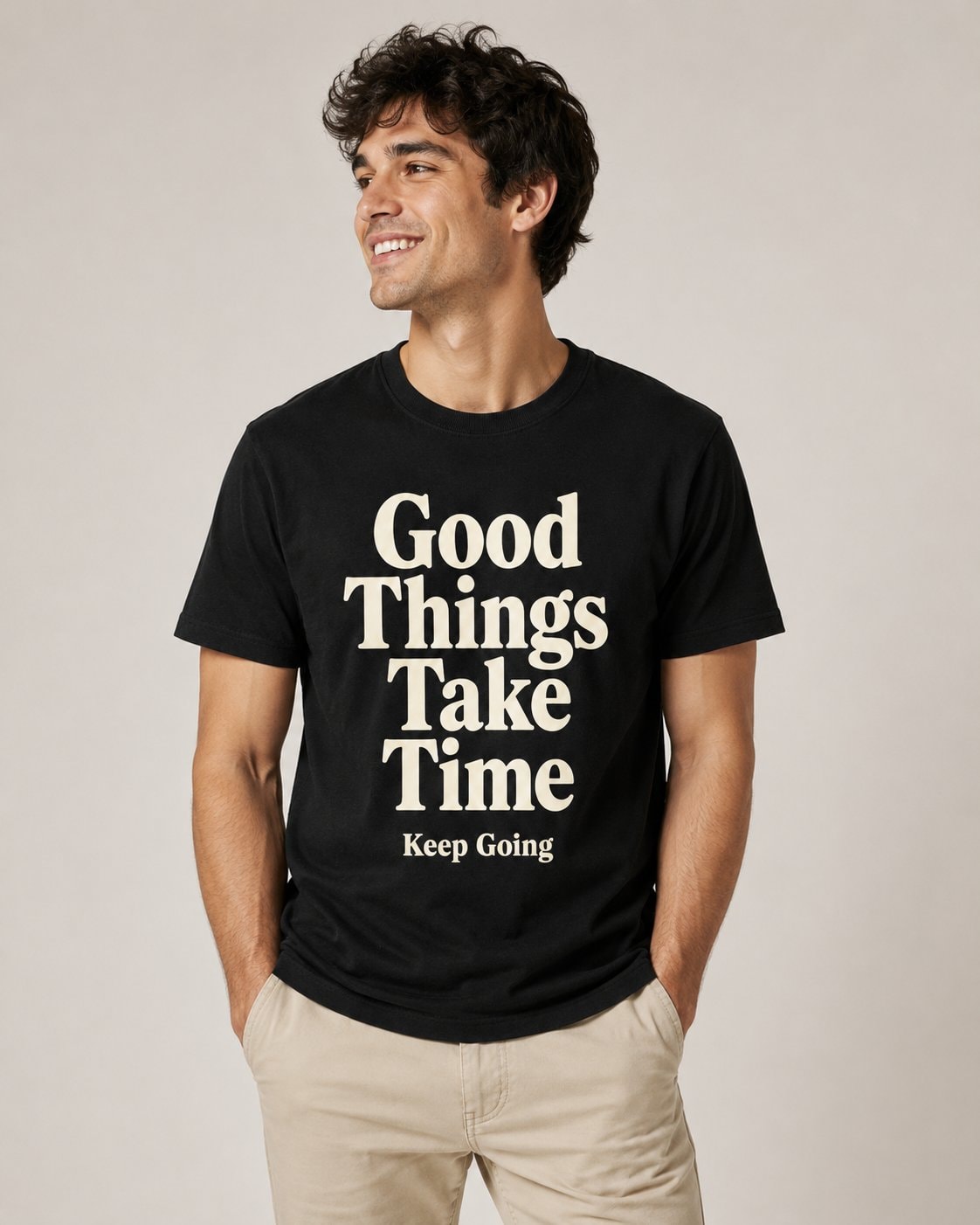 Good Things Take Time Quote T-Shirt-Black-4
