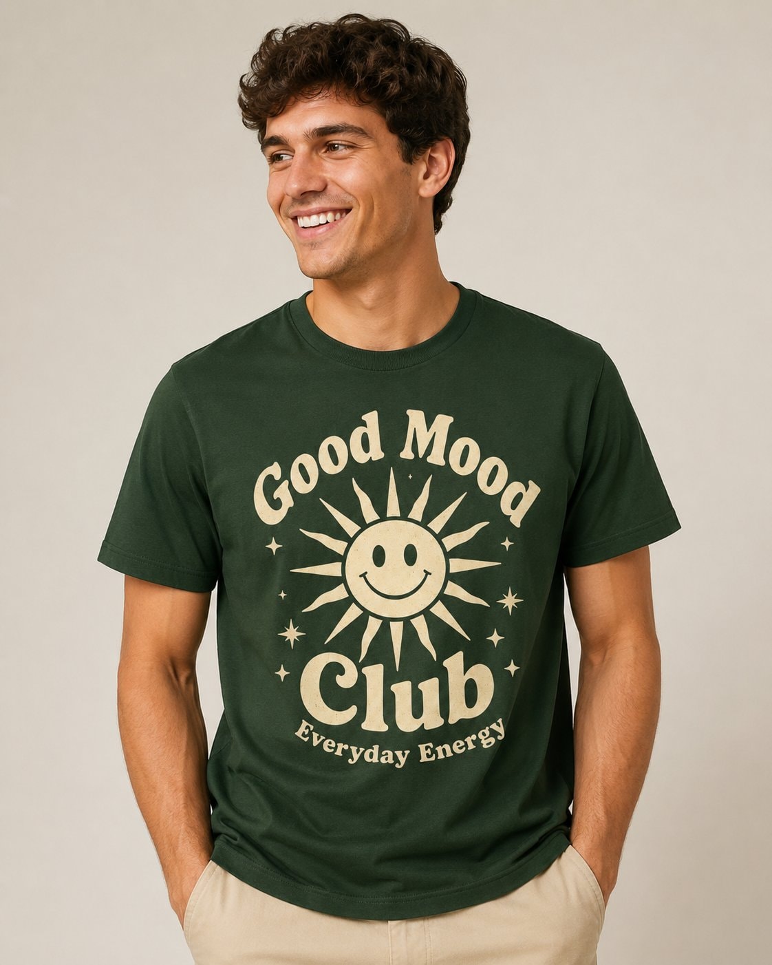 Good Mood Club Graphic T-Shirt-Forest Green-4