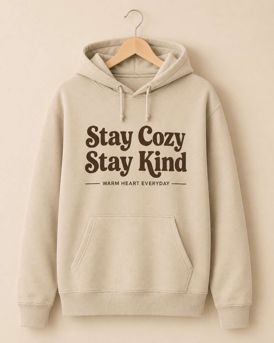 Stay Cozy Stay Kind Hoodie-Sand-2