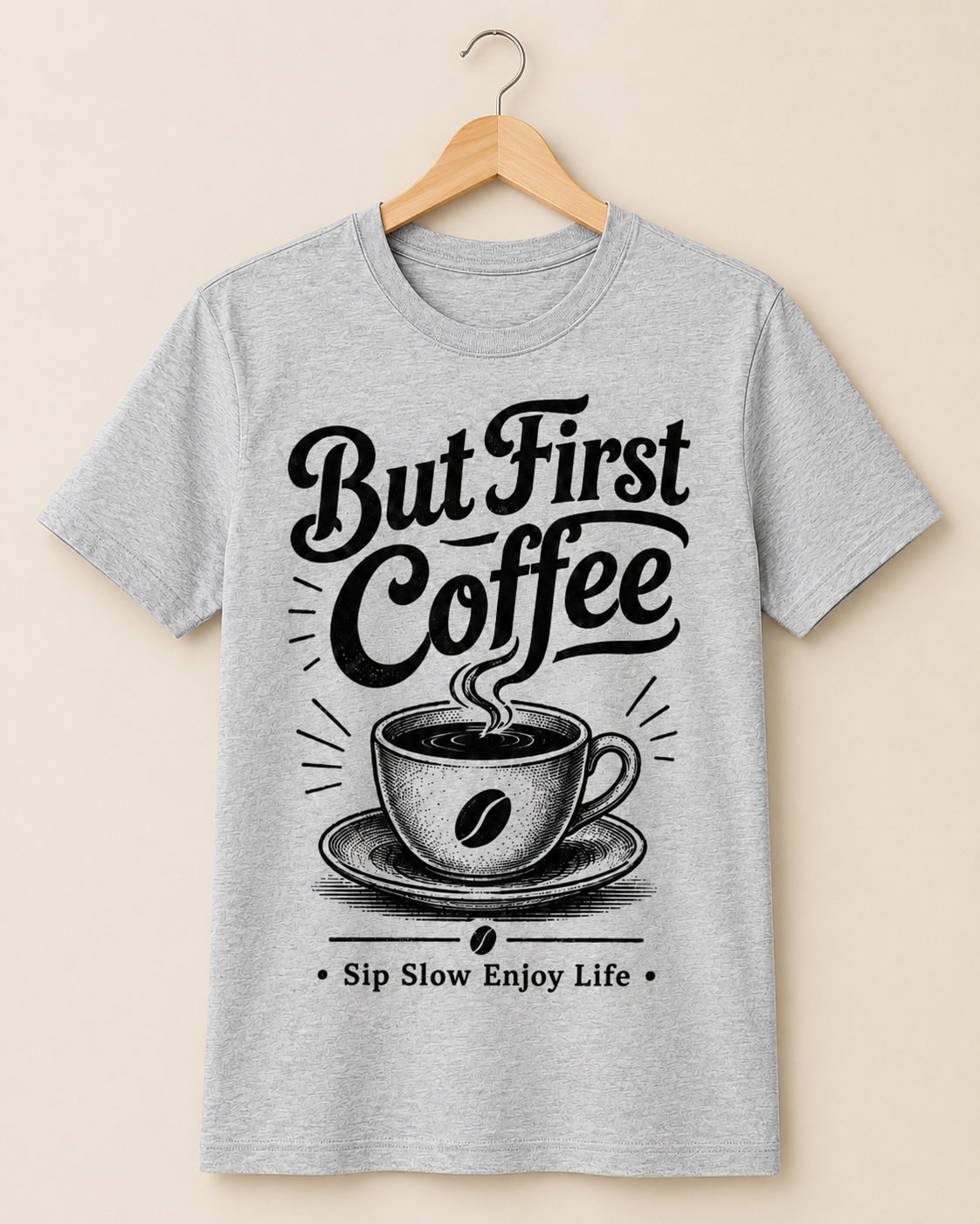 But First Coffee Graphic T-Shirt-Sport Grey-2
