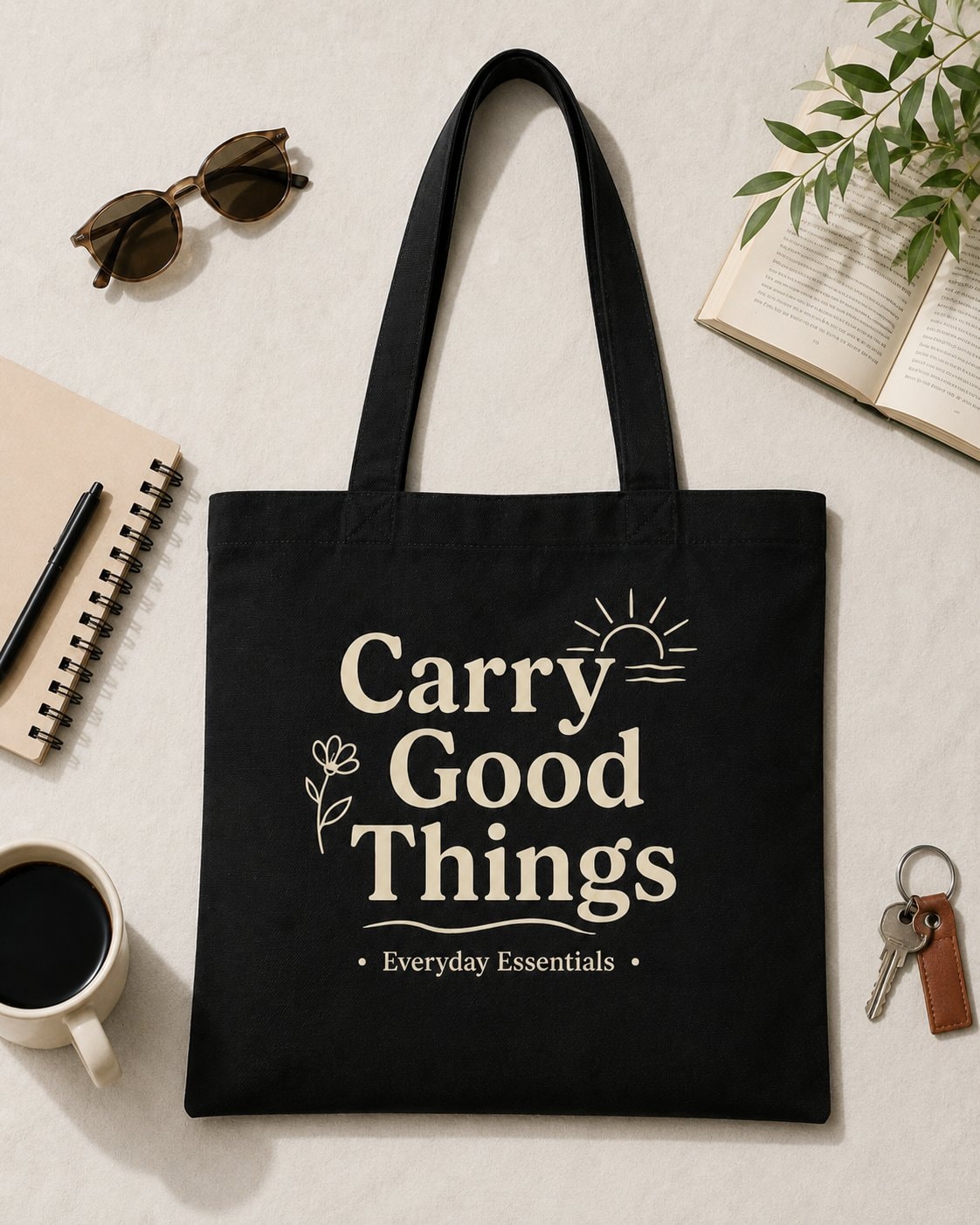 Carry Good Things Tote Bag-Black-3
