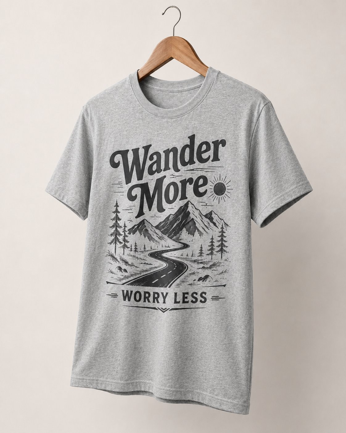 Wander More Worry Less Graphic T-Shirt-Sport Grey-2