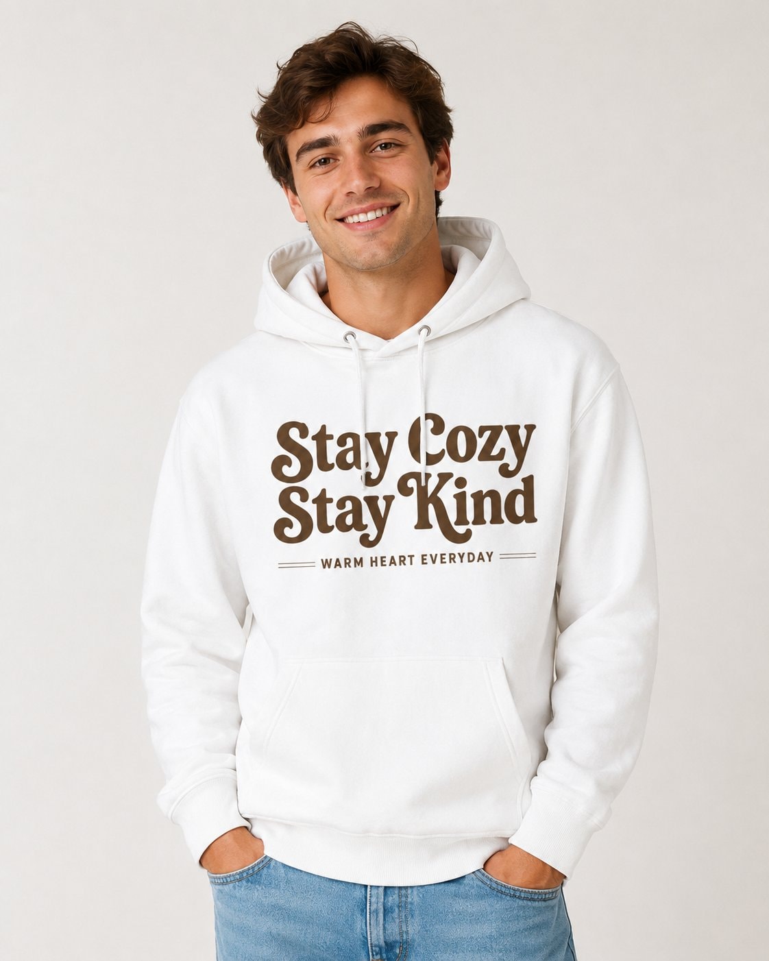 Stay Cozy Stay Kind Hoodie-White-3