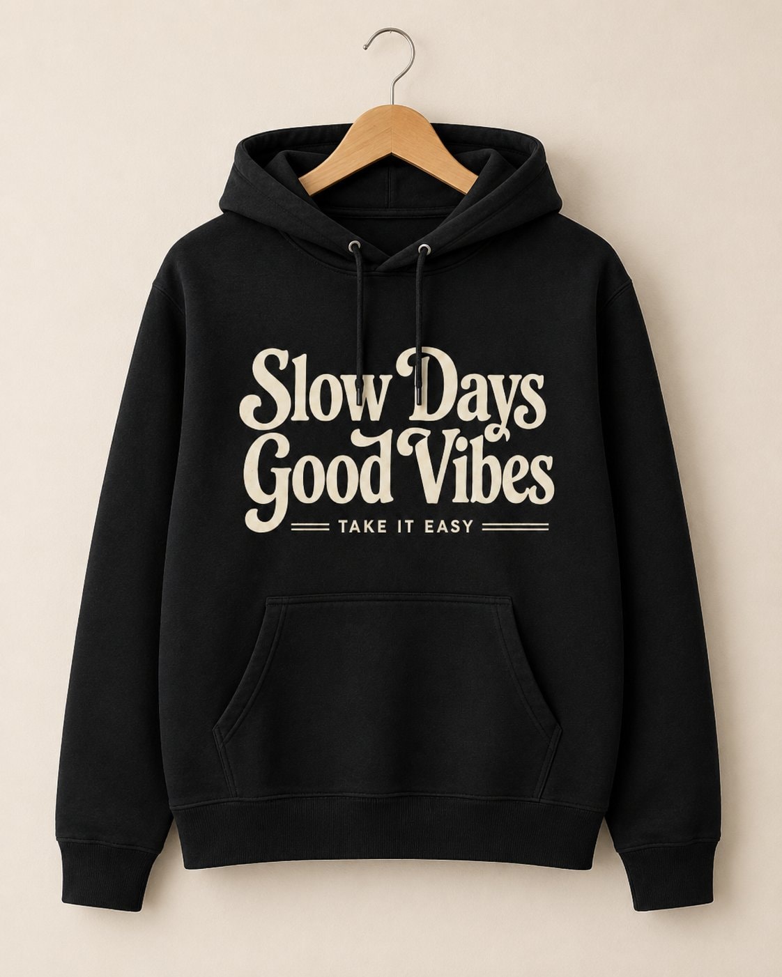 Slow Days Good Vibes Hoodie-Black-2