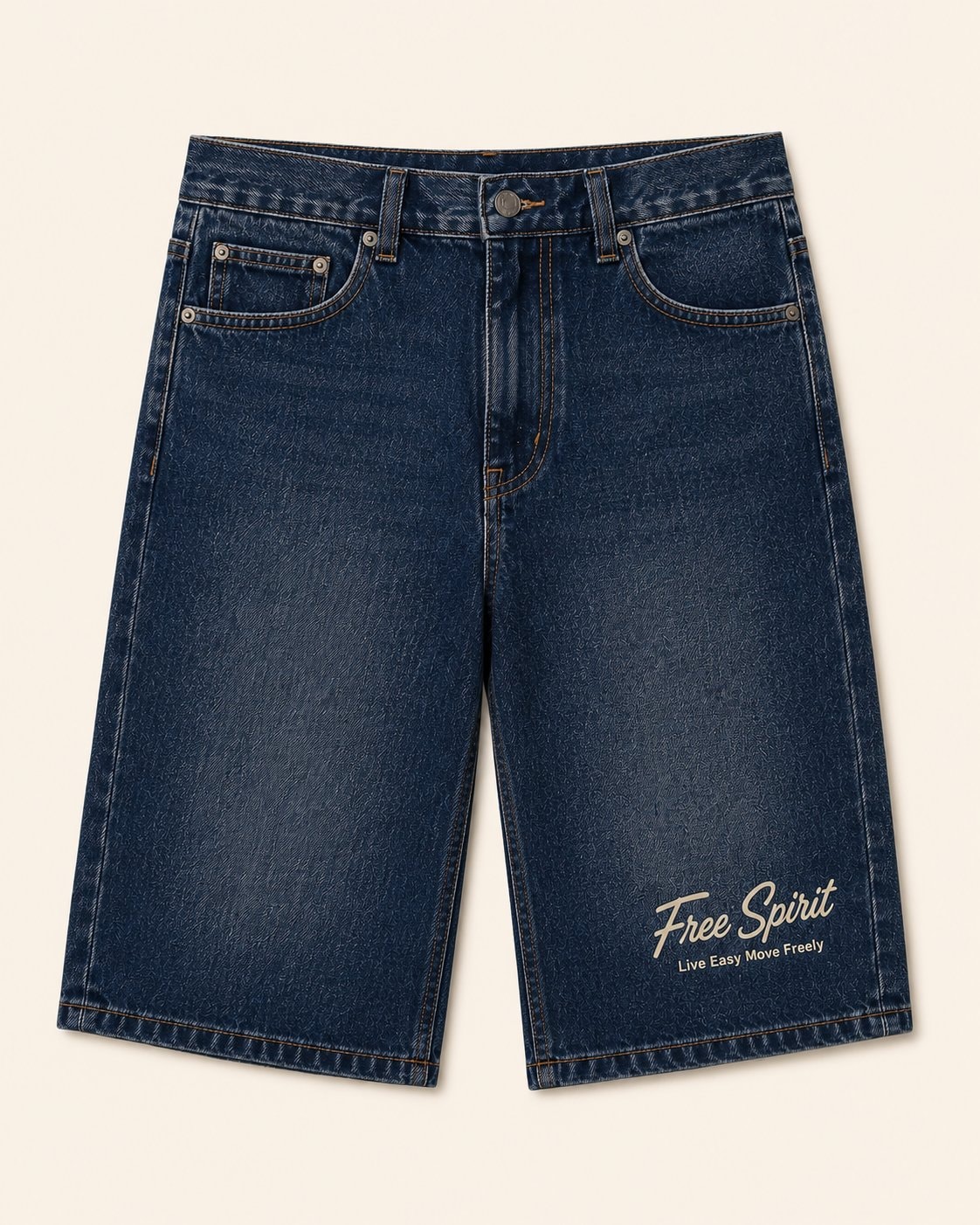 Free Spirit Denim Half Pants-Vintage Dark Blue-1
