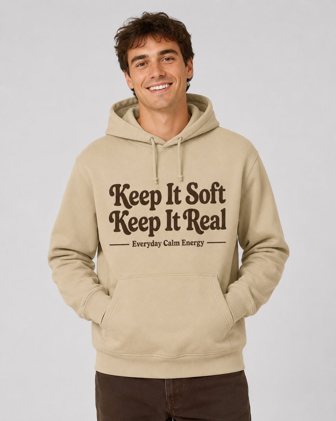 Keep It Soft Keep It Real Hoodie-Sand-4