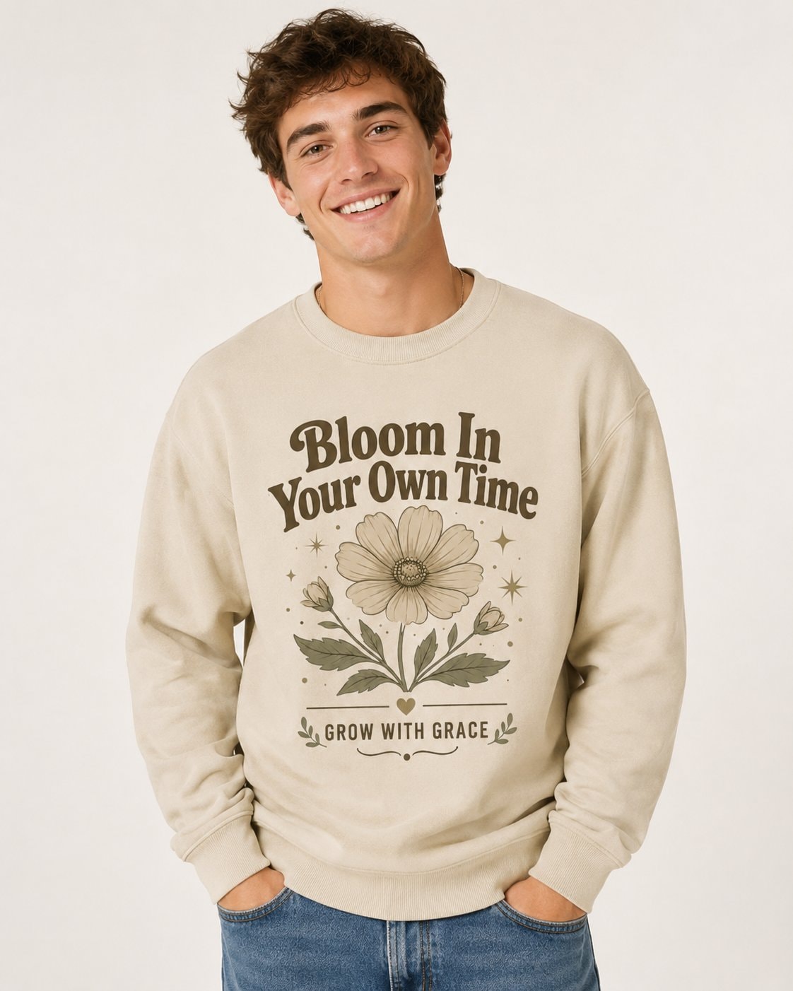 Bloom In Your Own Time Sweatshirt-Sand-4