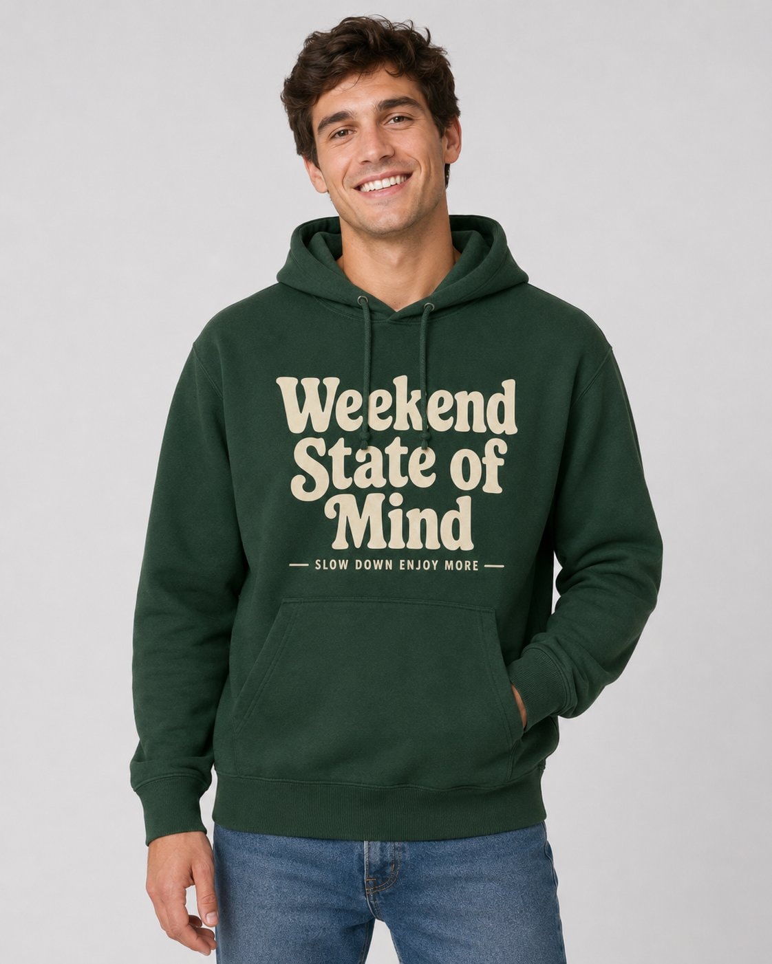 Weekend State of Mind Hoodie-Forest Green-4