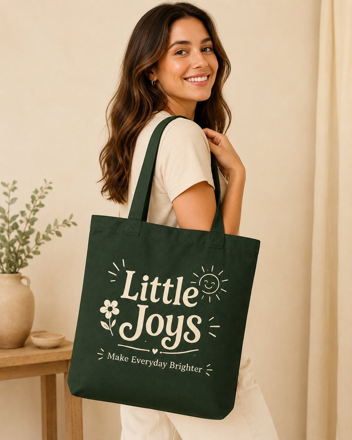 Little Joys Everyday Tote Bag-Forest Green-4