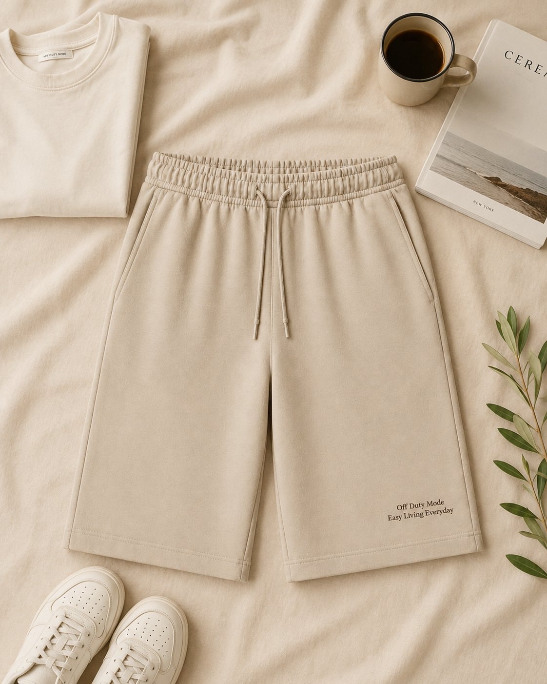 Off Duty Comfort Half Pants-Sand-3