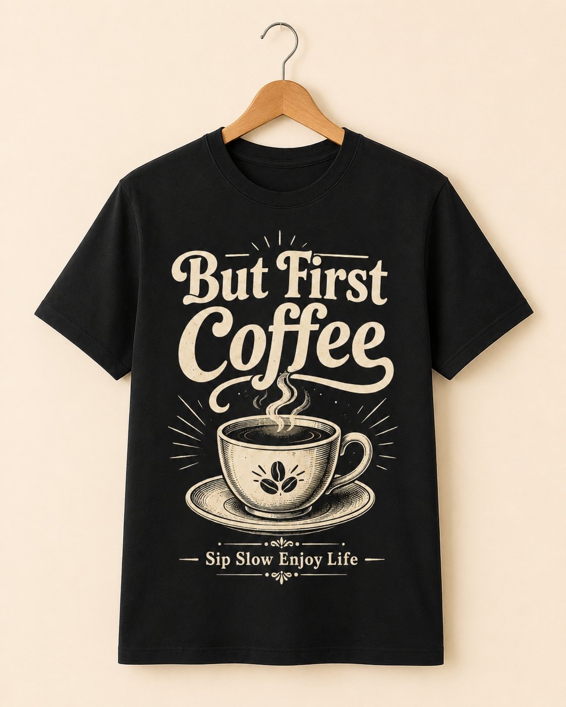 But First Coffee Graphic T-Shirt-Black-2