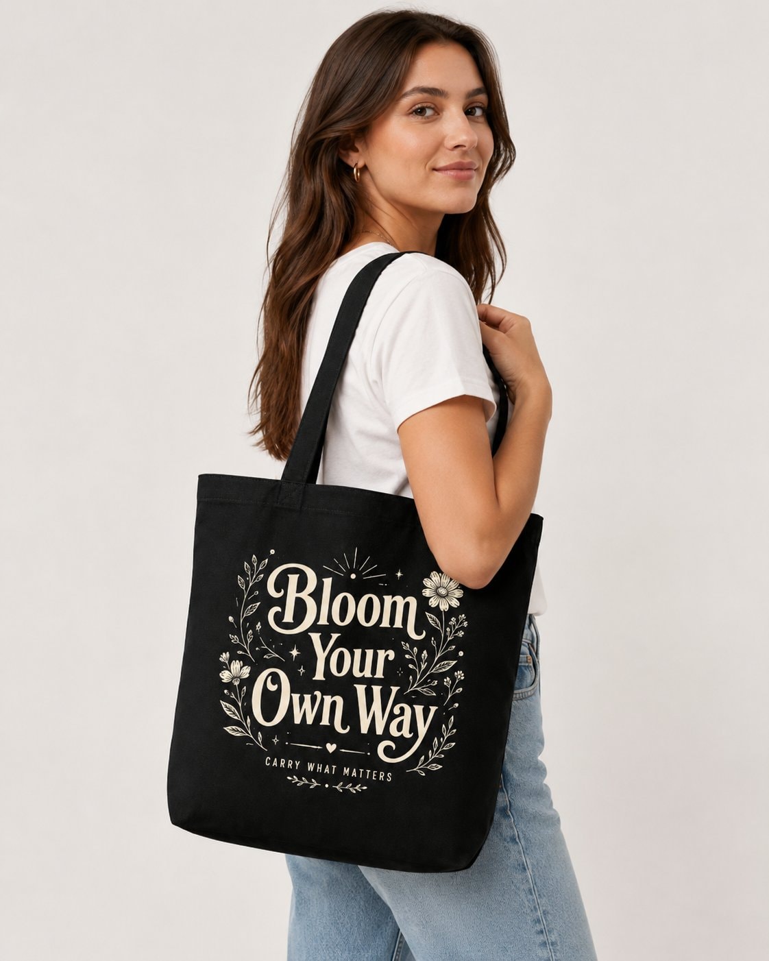 Bloom Your Own Way Tote Bag-Black-4