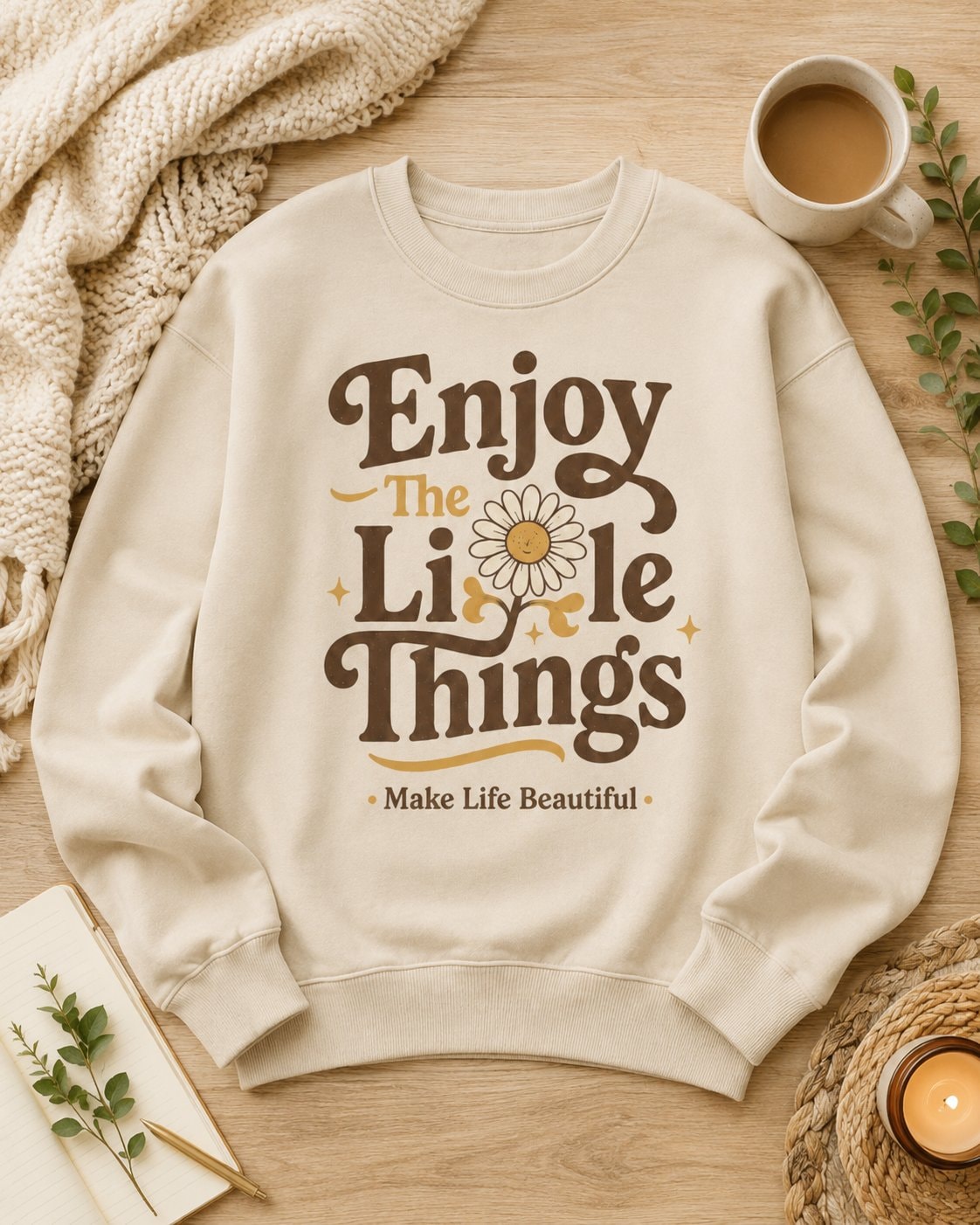 Enjoy The Little Things Sweatshirt-Sand-3