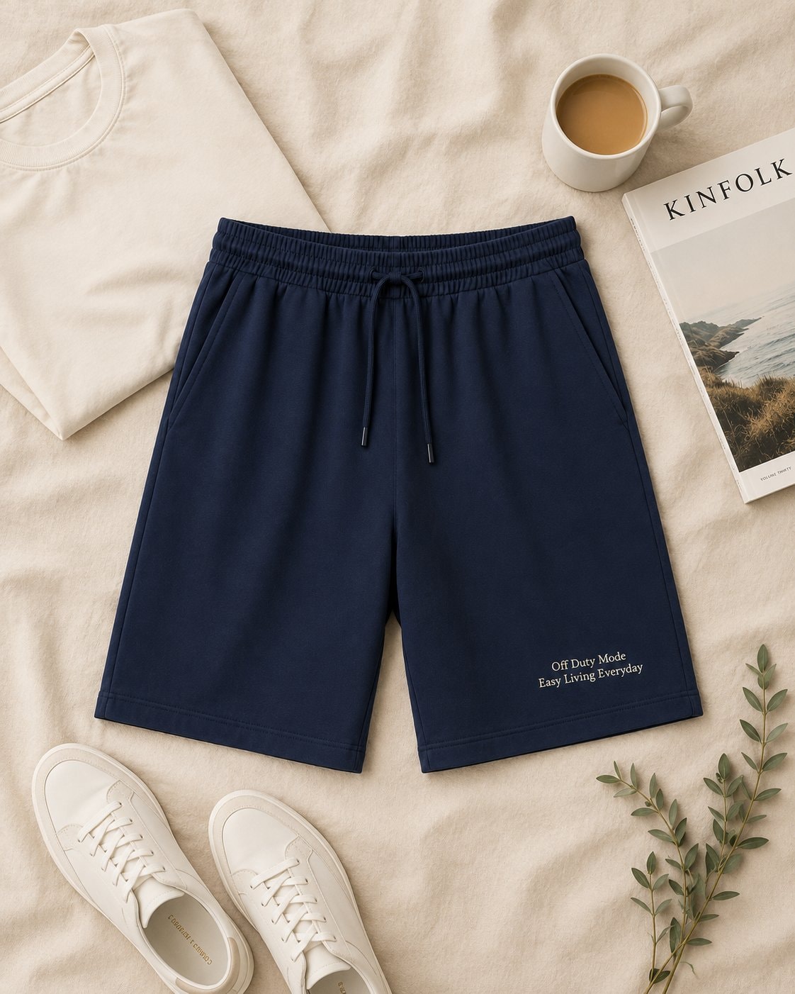 Off Duty Comfort Half Pants-Navy-3