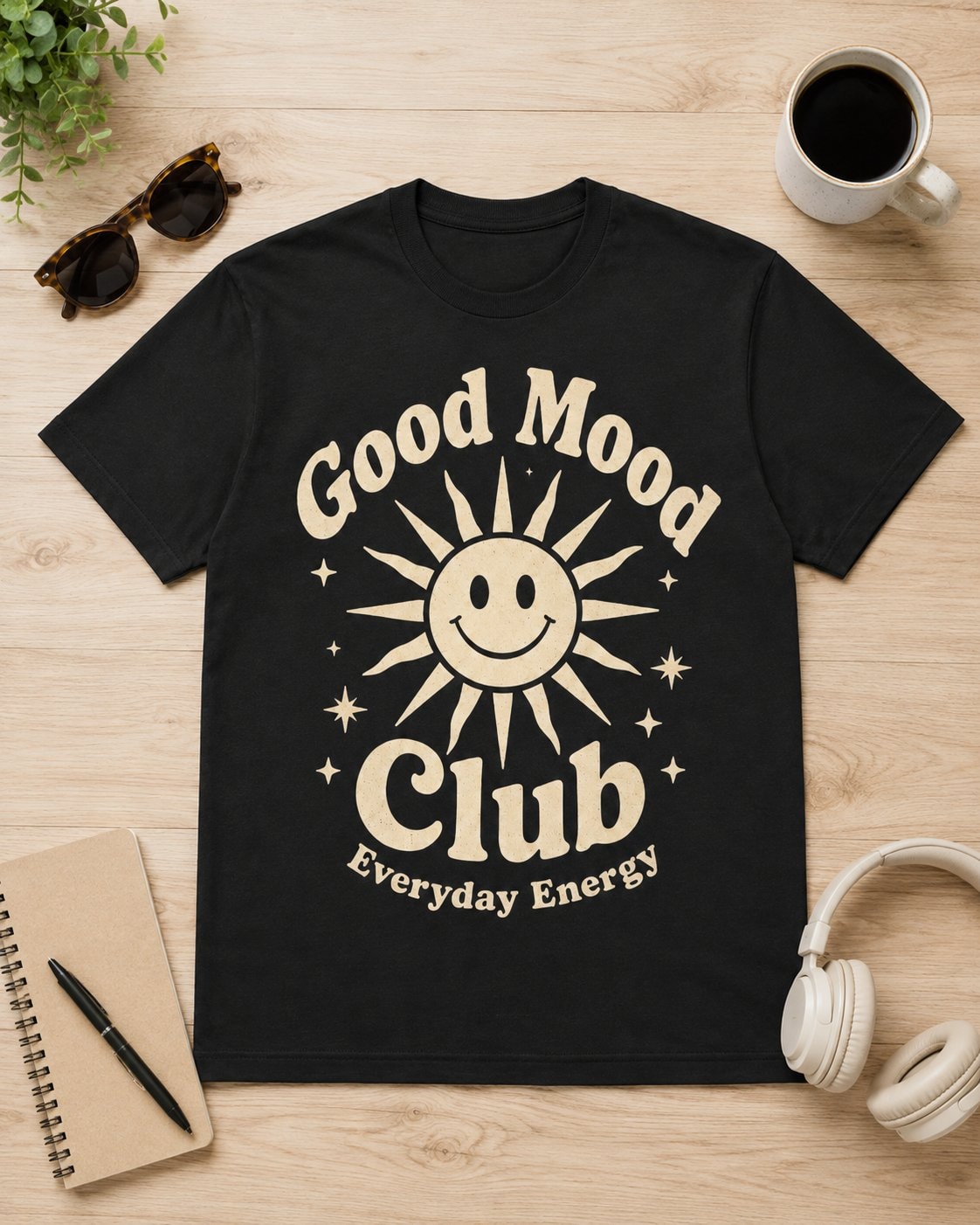 Good Mood Club Graphic T-Shirt-Black-3