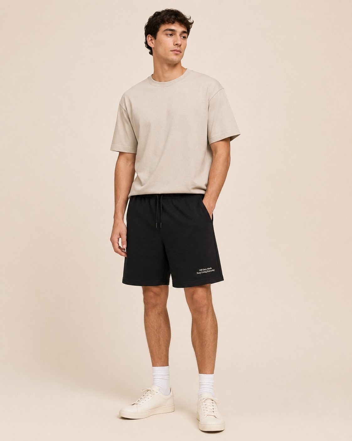 Off Duty Comfort Half Pants-Black-4