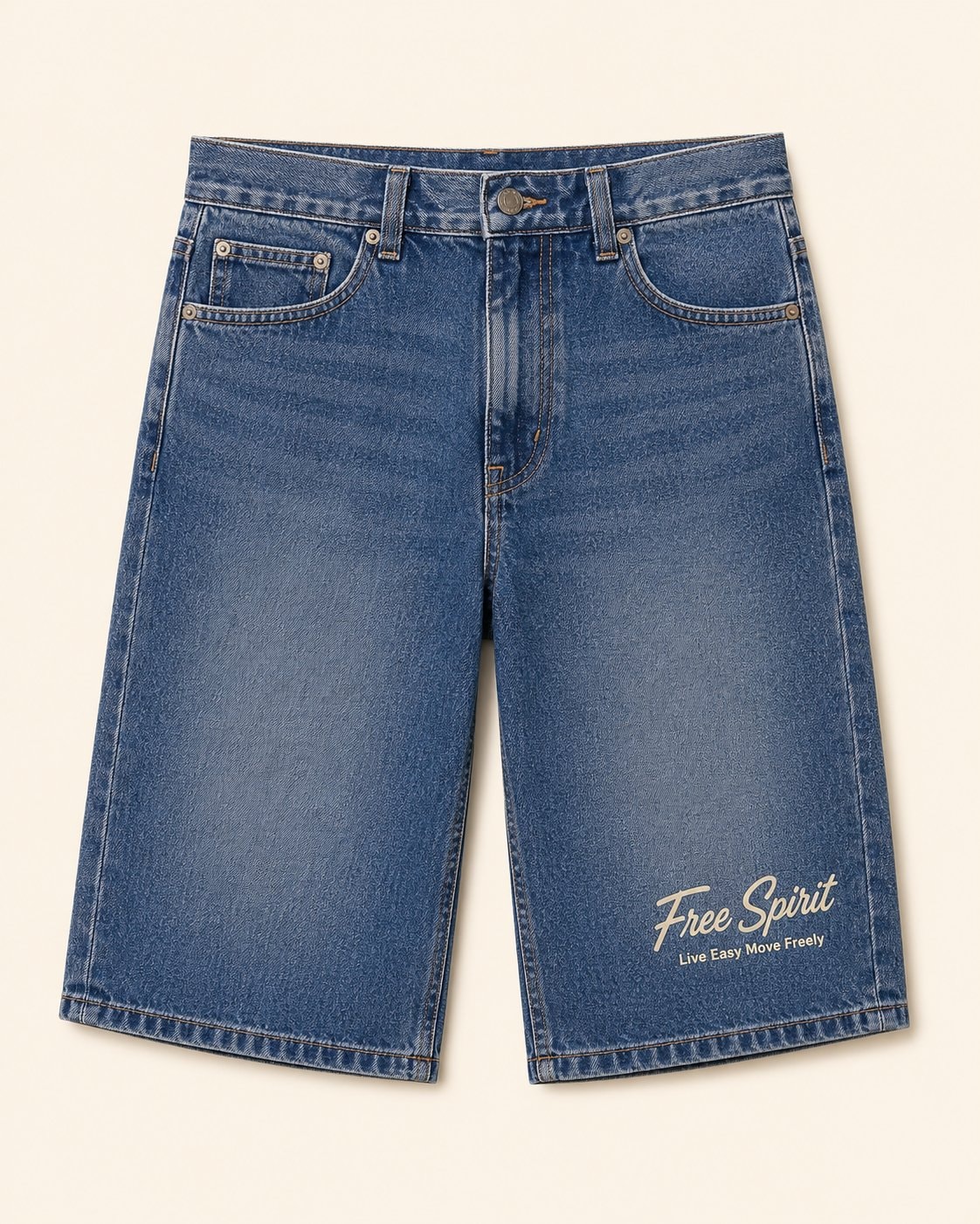 Free Spirit Denim Half Pants-Classic Blue-1
